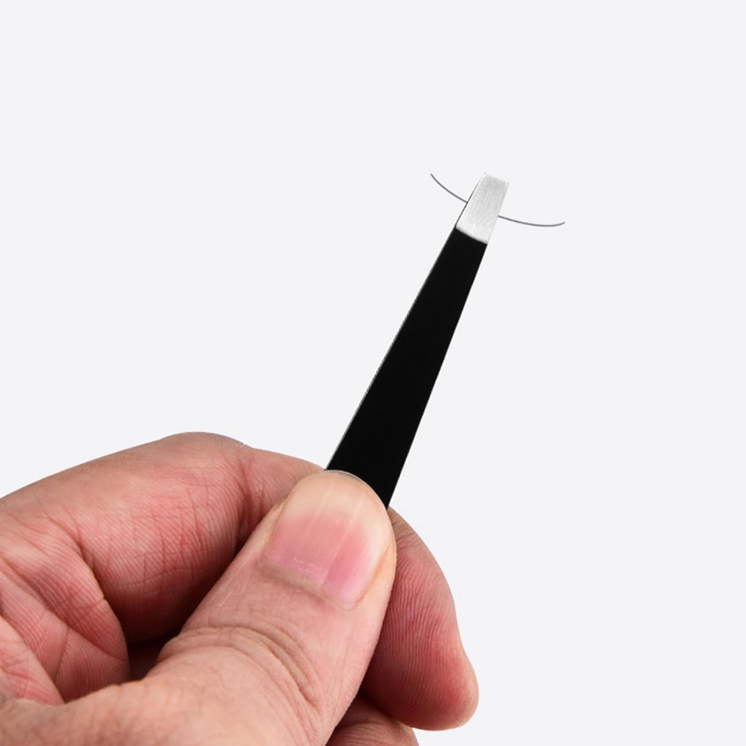 Professional Stainless Steel Eyebrow Tweezers 2 Pack Black Precision Slanted Tweezers for Ingrown Hairs Facial Hair Removal image number 2