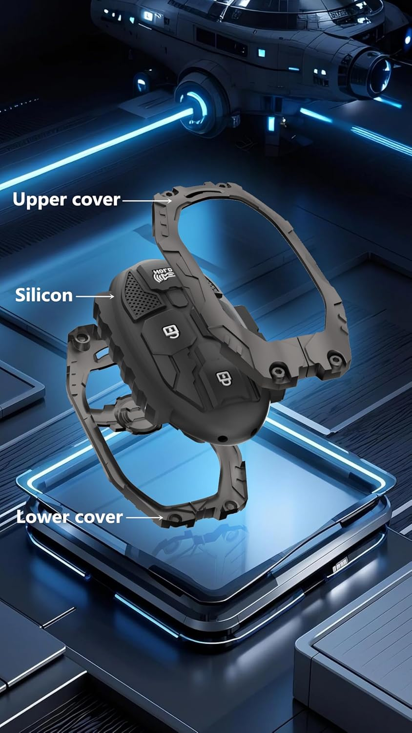 TALKMOON Key Fob Cover for Hyundai 7 Buttons Key Case,Heavy Key Shell Protector Accessories for Hyundai Sonata Santa Fe Tucson KONA Grandeur Ioniq 6 Key Fob (Model-B-Black)