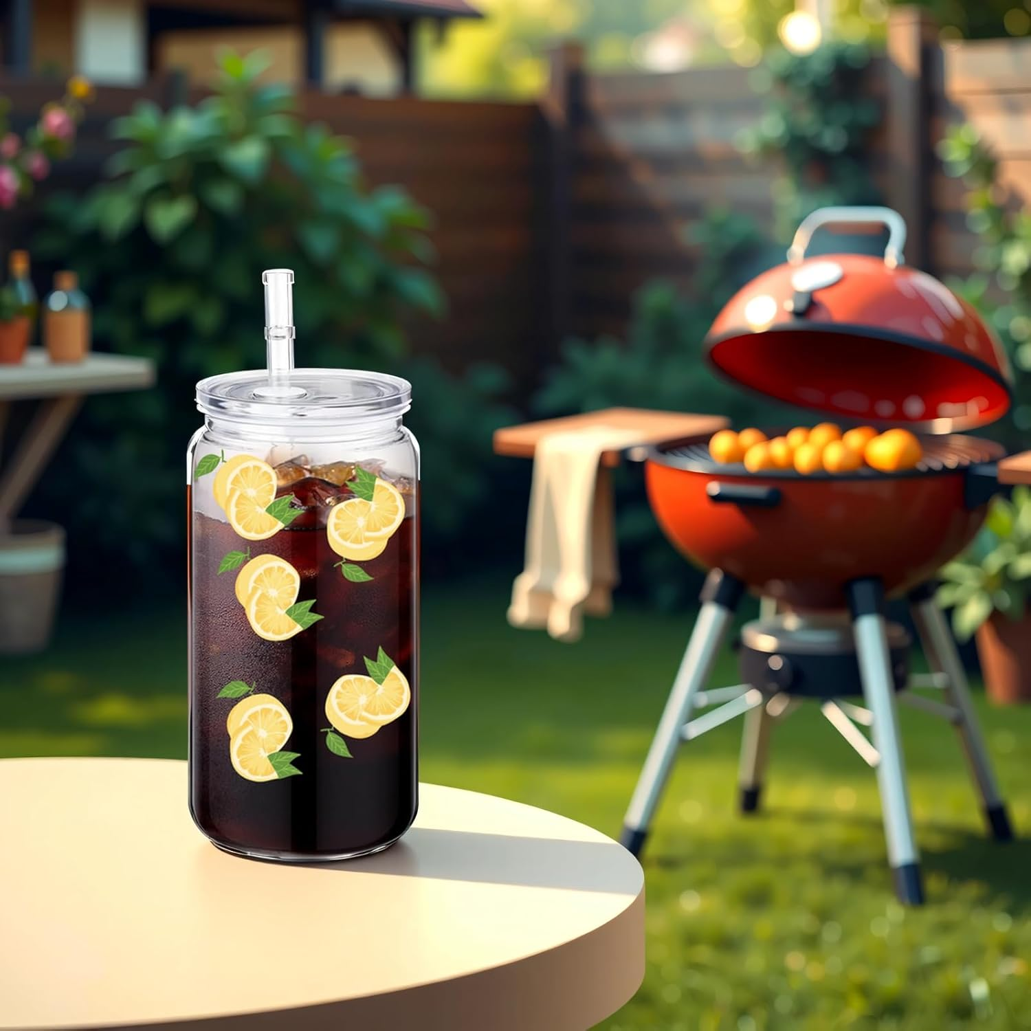 SUBCUB 25 Pack Clear Acrylic Mason Jar Plastic Tumblers with Lids and Straw 16Oz Plastic Cups Bulk Clear Drinking Plastic Beer Can Cups Iced Coffee Juice Cup for Smoothies, Milk, Coffee (No Brush) image number 6