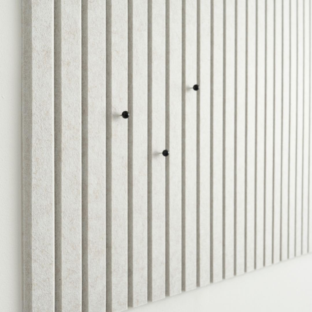 VIVELDA Large Cork Board for Office Black Felt Board Alternative - Slat Wall Paneling, Felt Bulletin Board Tiles for Office Wall Decor, Push Pin Board Wall Organizer for Office-12-Pack (Ivory Tan) image number 3