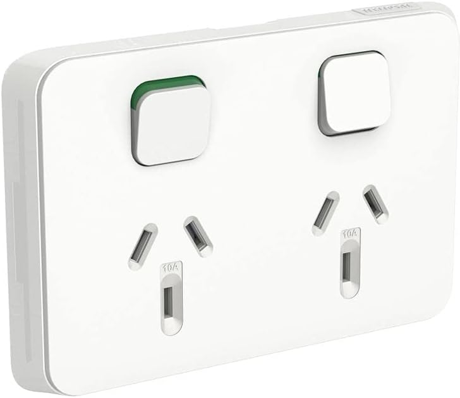 Clipsal 3000 Series Iconic 250V 10A Double Switch Power Point, White