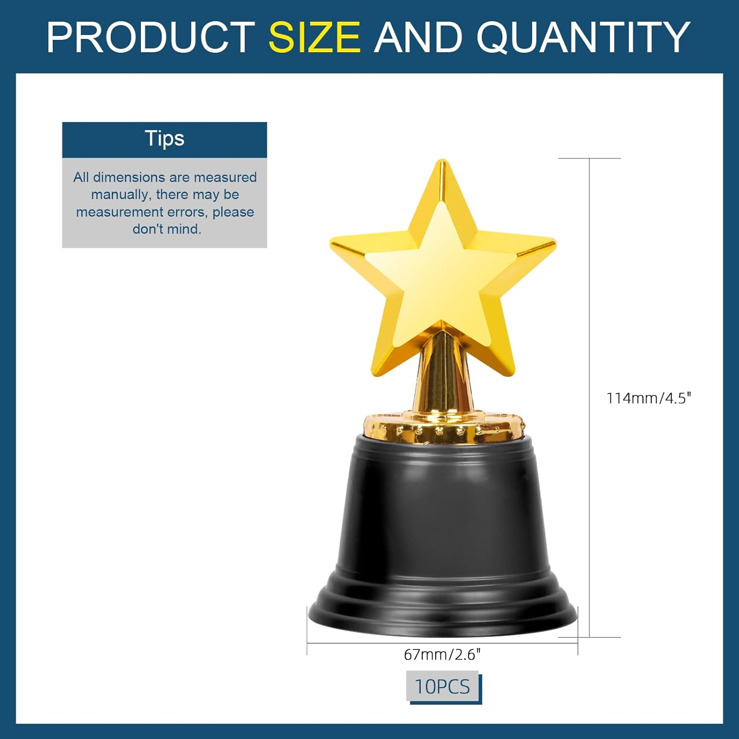 Glarks 10Pcs Mini Star Trophy Awards, 4.5 Inch Gold Award Trophies Plastic Star Trophy Cups for Adults Kids Party Favors, Games/Competitions Winning Prizes and Celebration Rewards image number 1