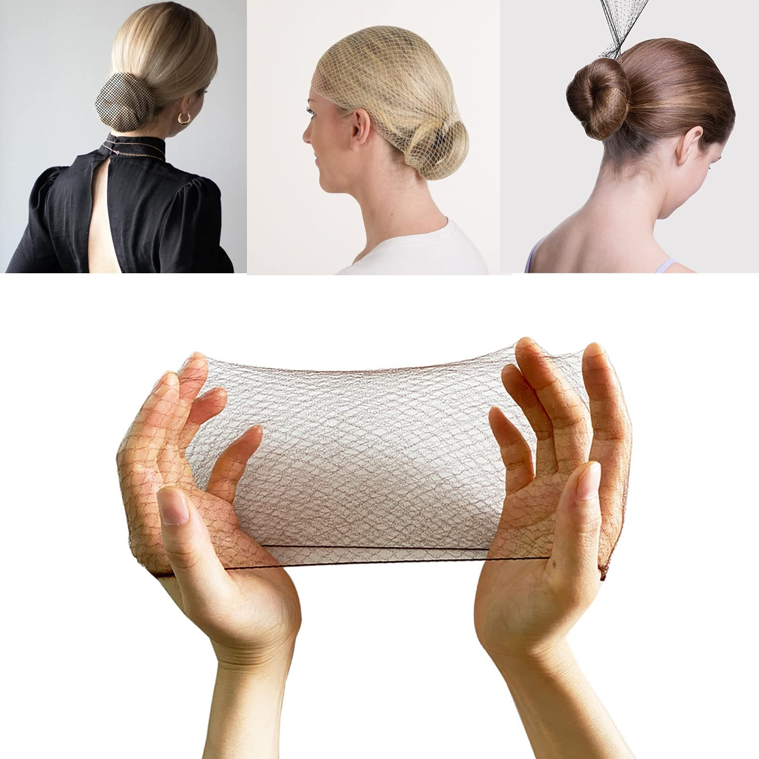 50PCS Hair Nets Invisible Mesh Hair Nets (Blonde) Elastic Bun Hair Nets for Ballet Dancer, Gymnastics, Horseriding,Chef,Nurse