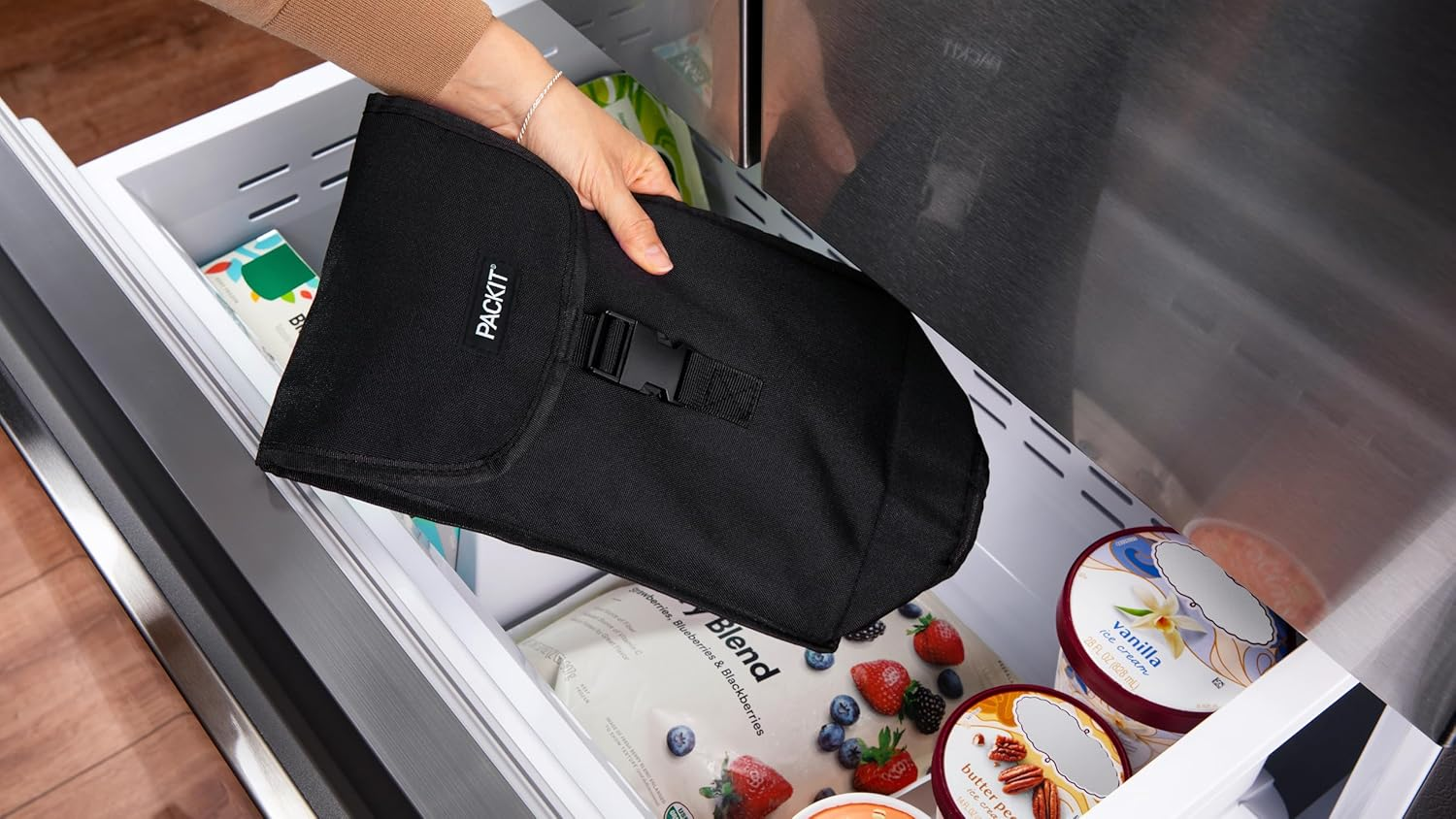 Packit Freezable Wine, Black Bag, Large