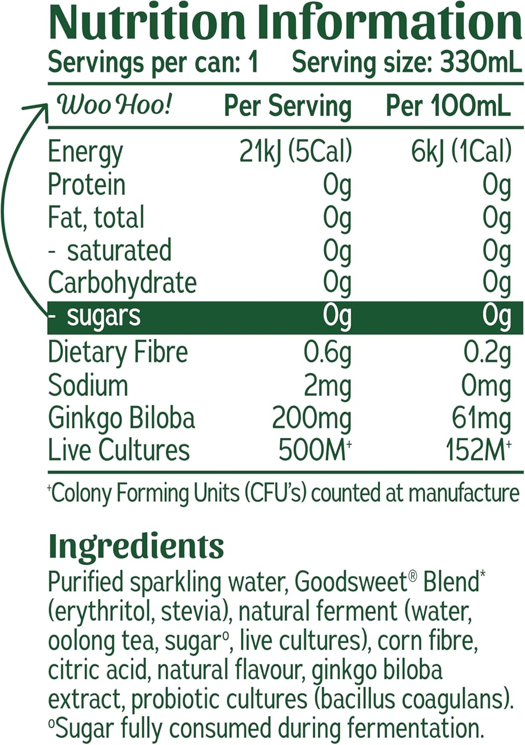 Nexba Nootropics &ndash; Gut &ndash; Tropical &ndash; All Natural Sugar Free &ndash; 24 X 330Ml Cans image number 3