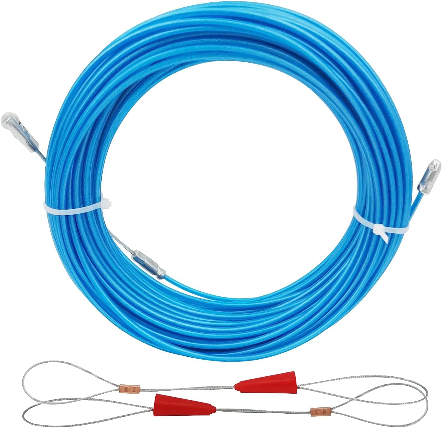 30M Fish Tape Steel Core Cable Puller Electrical Wire Fish Tape Running Cable Fastener Kit image number 1