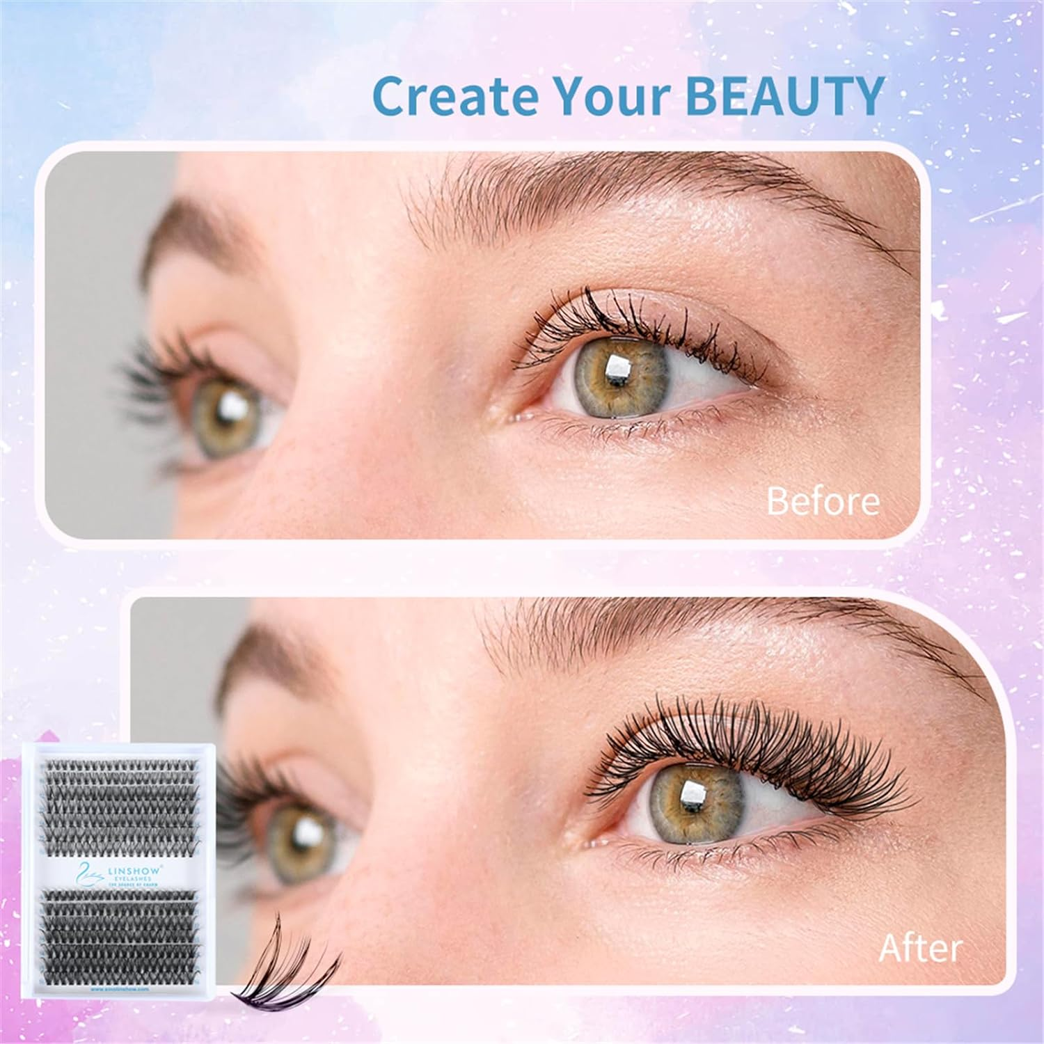 Cluster False Eyelashes 280Pcs 30/40D Mix9-16Mm D Curl DIY Individual Lashes Russia Volume Soft Natural Lashes (D Curl) image number 2
