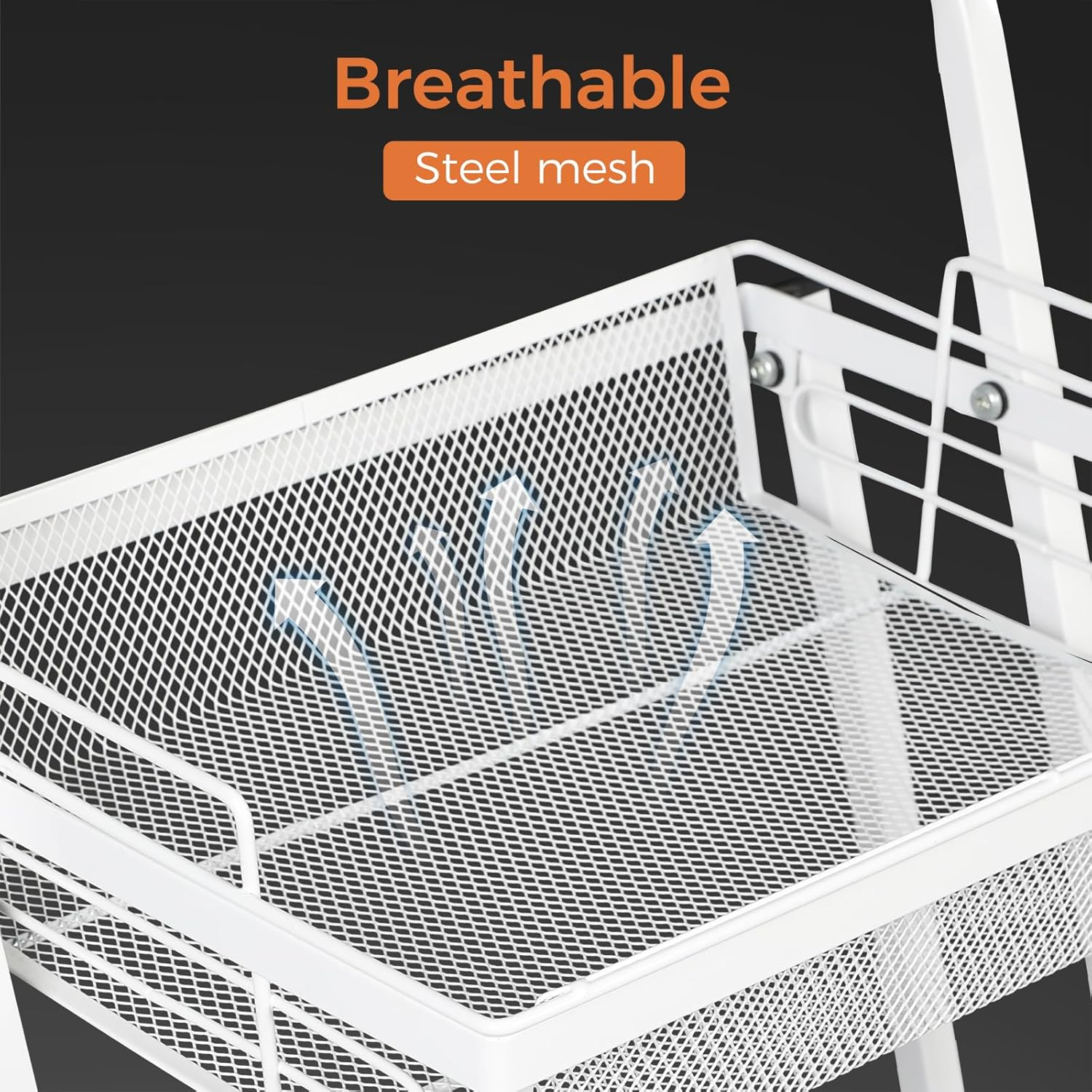 Levede 3 Tier Kitchen Trolley Cart Mobile Foldable Vegetable Storage Shelf Removable Basket, 90&deg;-180&deg; Rotatable Flat Rolling Fruit Organizer Rack with Brake for Living Room,Laundry,30Kg Capacity White image number 2