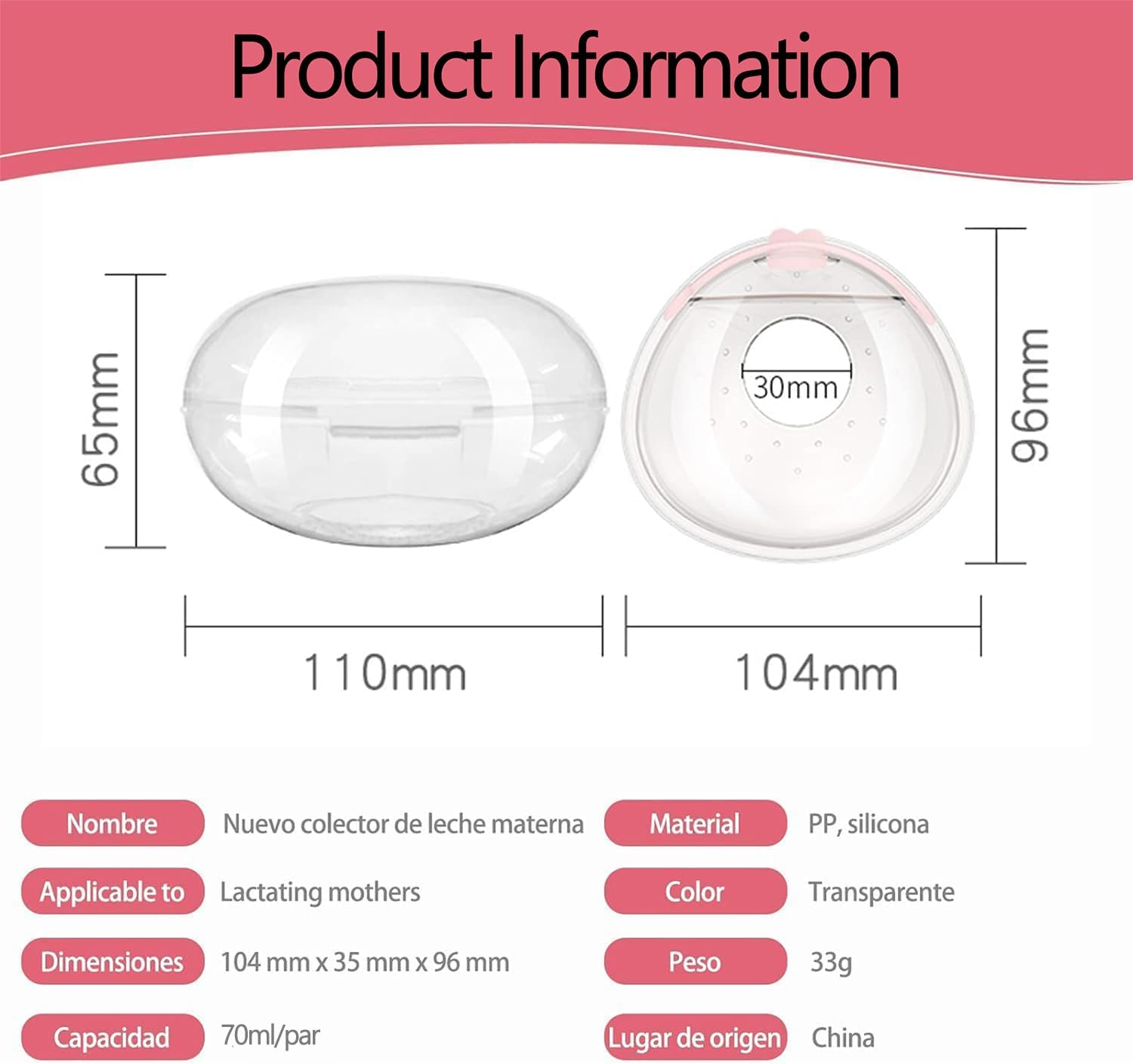 WADY 2Pack Milk Collector, Ladybug Milk Collector, Silicone Breast Milk Collector,Breast Shells Nursing Cup,Milk Collectors for Breastfeeding,Extra-Soft and Reusable Nipple Shells Protect Sore Nipples image number 5