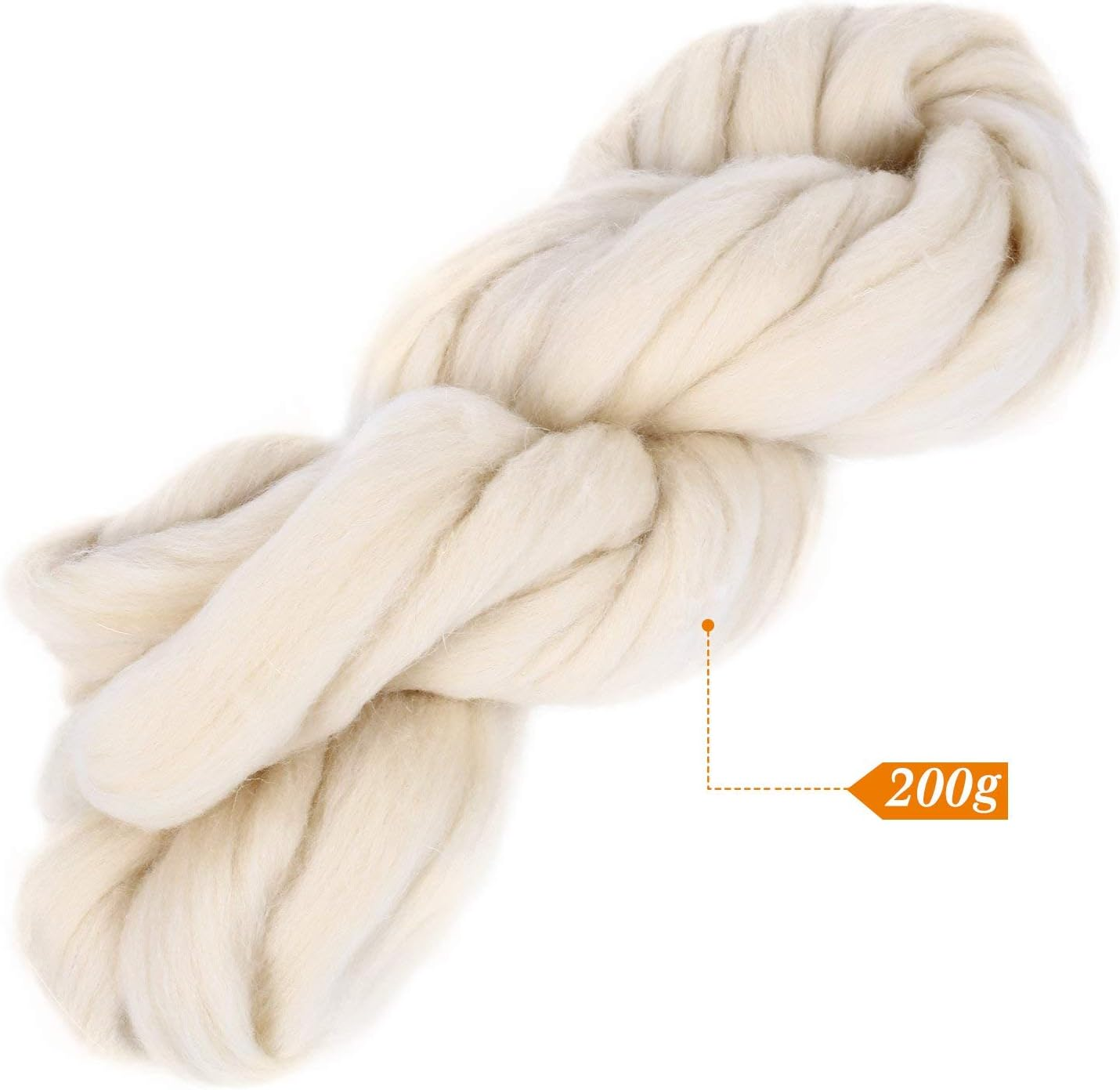 Felting Wool 250G Core Wool for Needle Felting, White Felting Wool Packs Clearance Natural Wool Roving for DIY Crafts image number 4