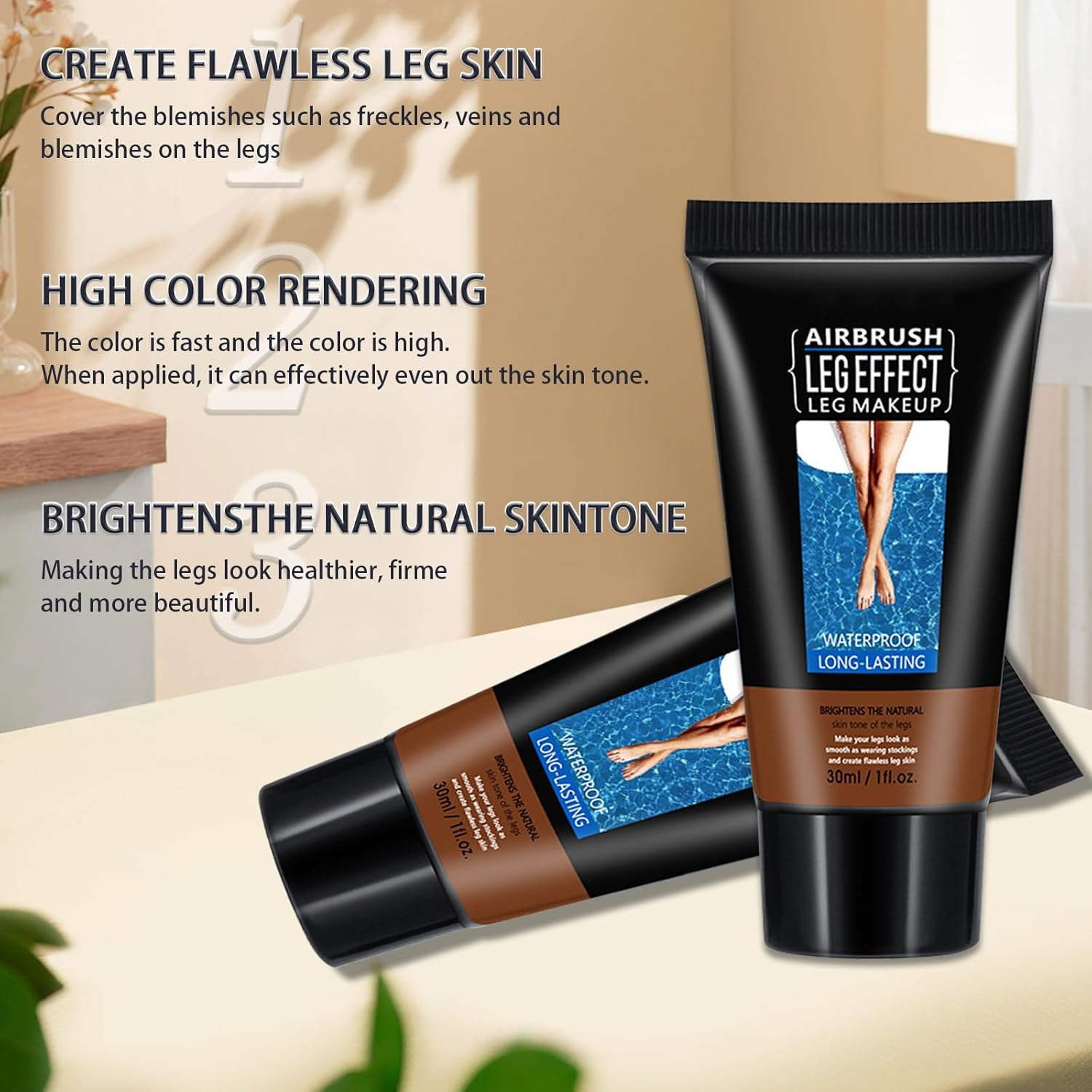 Leg Makeup Waterproof, Smooth Legs, Fade the Skin Color of Legs, Effectively Cover the Scars of Legs and Body, Long-Term Body Foundation Make-Up Uniform Skin Skin Beauty Leg Cream image number 6