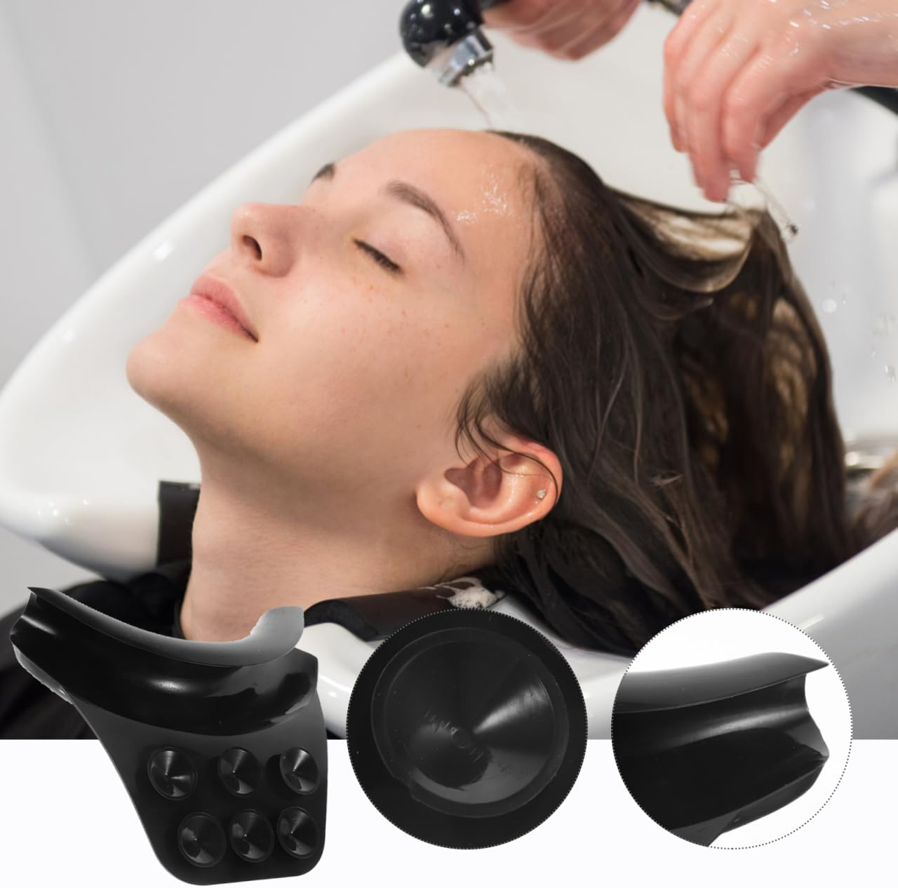 Healeved Salon Neck Rest Pillow with Suction Cups Non-Slip Silicone Neck Support Cushion for Hair Washing Spa and Home Use