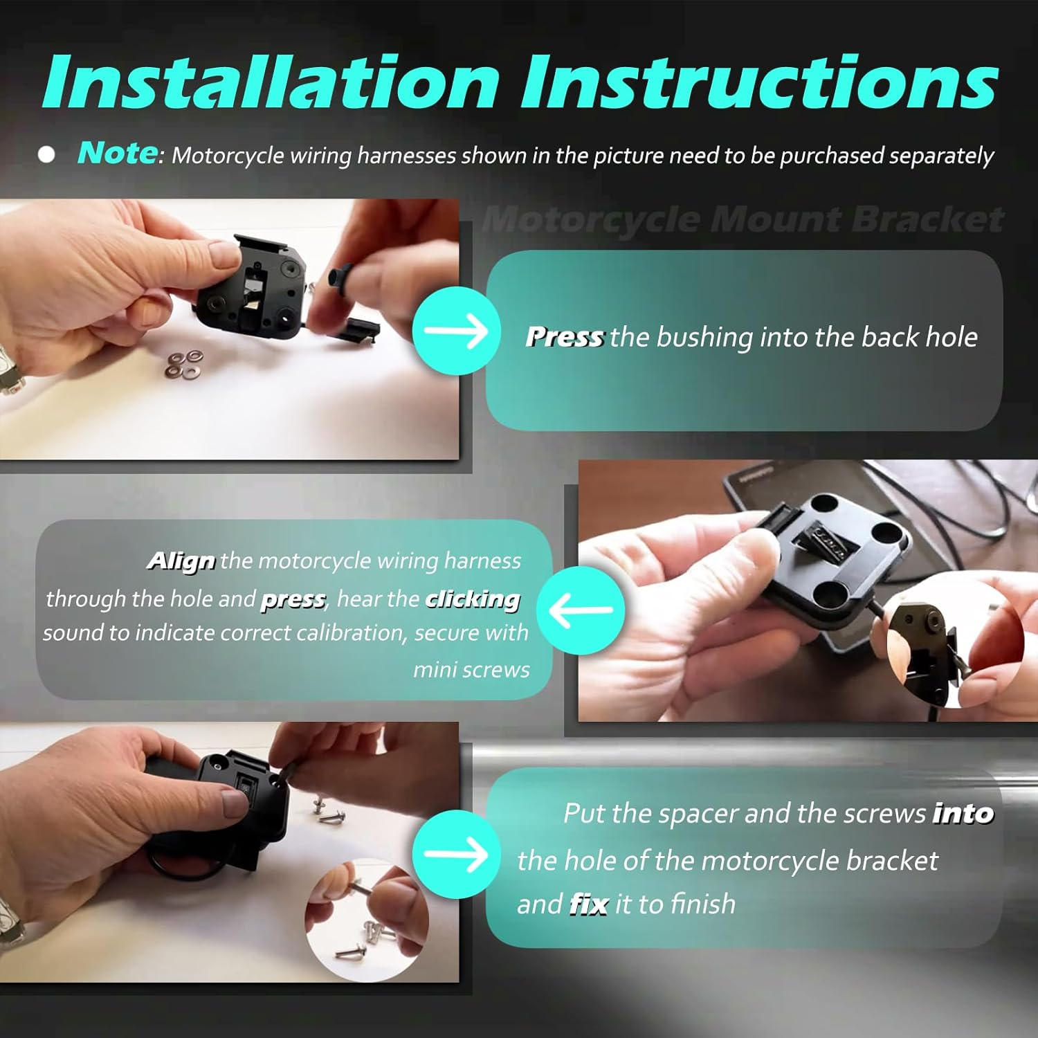 Motorcycle GPS Navigator Mount Bracket Compatible with Garmin Zumo XT & Tread GPS Navigation Device Replace# 010-12953-00 image number 5