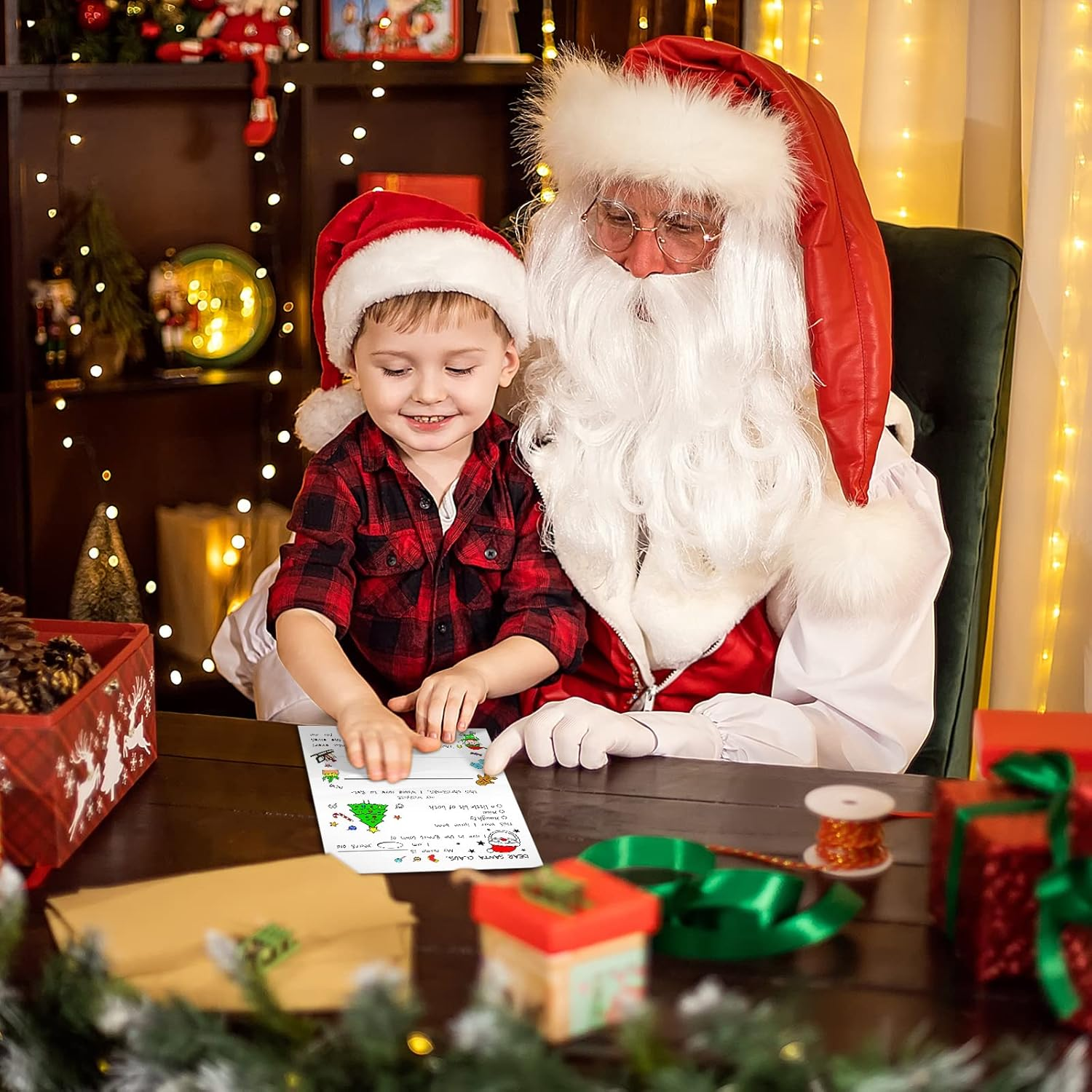 Spiareal Christmas Stationery Paper Color Your Own Letter to Santa 8.5 X 11 Inch Christmas Tree Gingerbread Coloring Writing Paper for Family Classroom Xmas Holidays DIY Craft Party Supplies(50 Pcs) image number 4