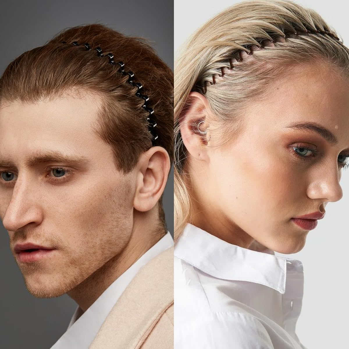 Full Circular Stretch Flexible Zig Zag Hairband, 6Pcs Flexible Plastic Circle Combs with Circular Tooth Headbands, Flexible Plastic Circles Comb Full Circular Tooth Headbands