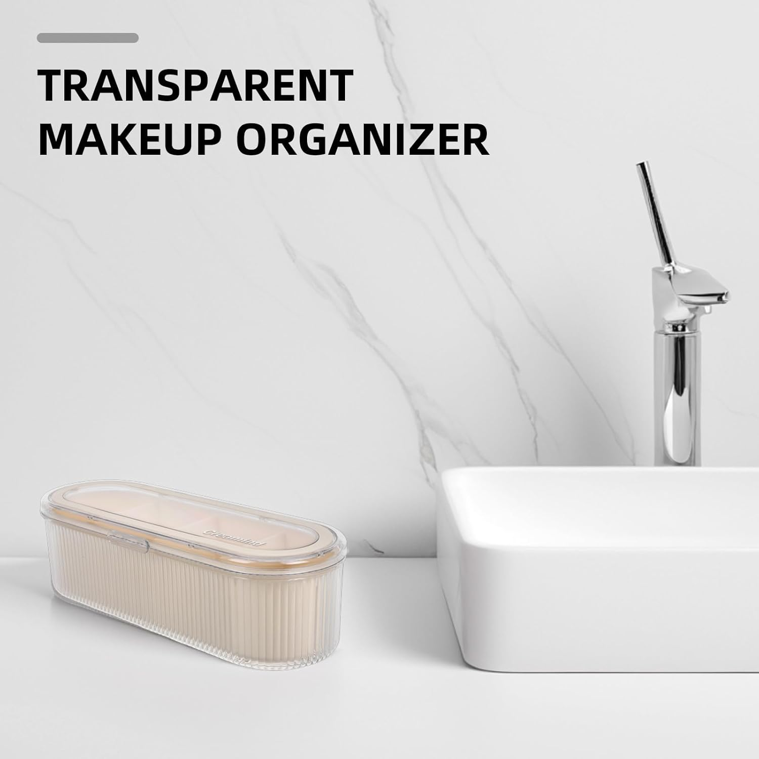 GRADENEVE Clear Makeup Sponge Organizer Box with Compartments and Protective Lid Compact Cosmetic Storage for Foundation Blenders and Beauty Tools Transparent Dustproof Holder for Vanity And image number 6