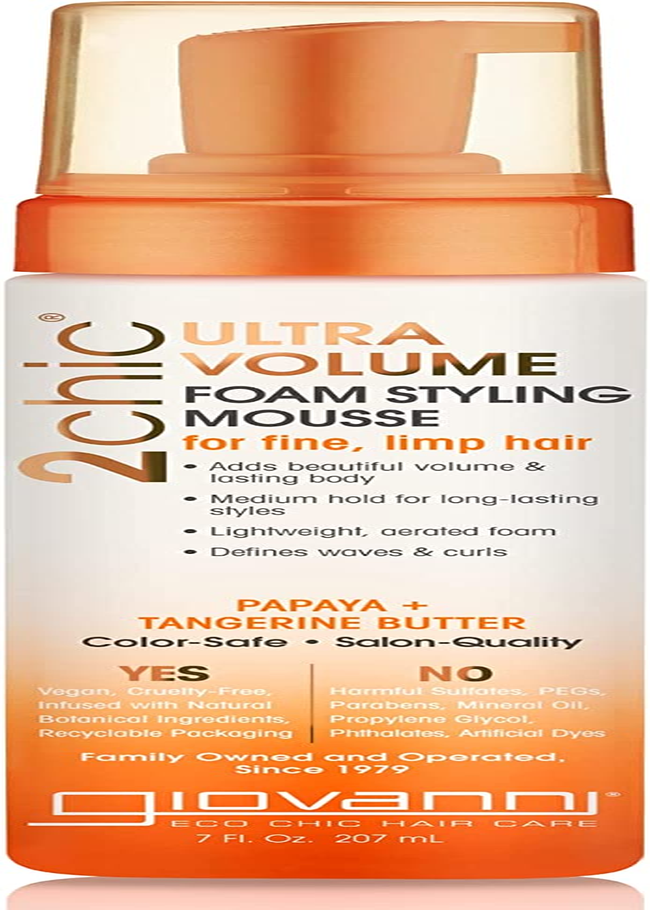 Giovanni 2Chic Ultra Volume Tangerine and Papaya Butter Foam Styling Mousse 207 Ml image number 5
