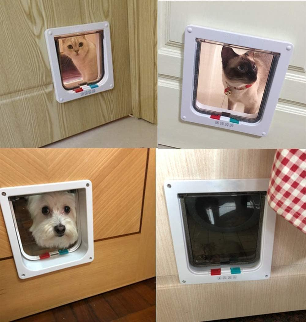 Namsan White Cat Flap Insulated for Cats 4 Locking Styles Cat Flap Silent with Magnet 19 Cm X 15 Cm (W X H) image number 2