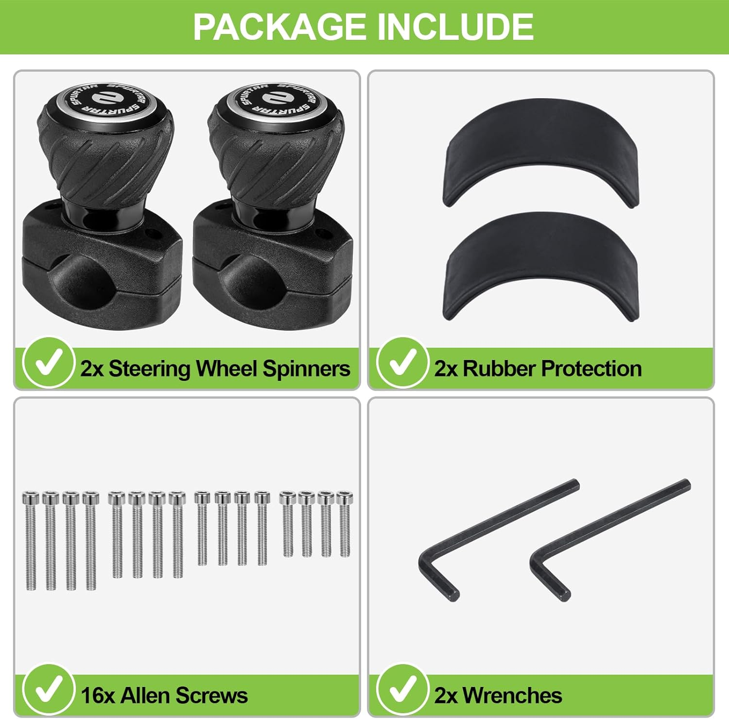 Spurtar Steering Wheel Knob Spinner, 2Pack Universal Car Suicide Knob Power Handle Spinner Fit for Cars, Truck, Forklift, Mower, Tractor, Boat, Golf Cart &ndash; Black image number 4