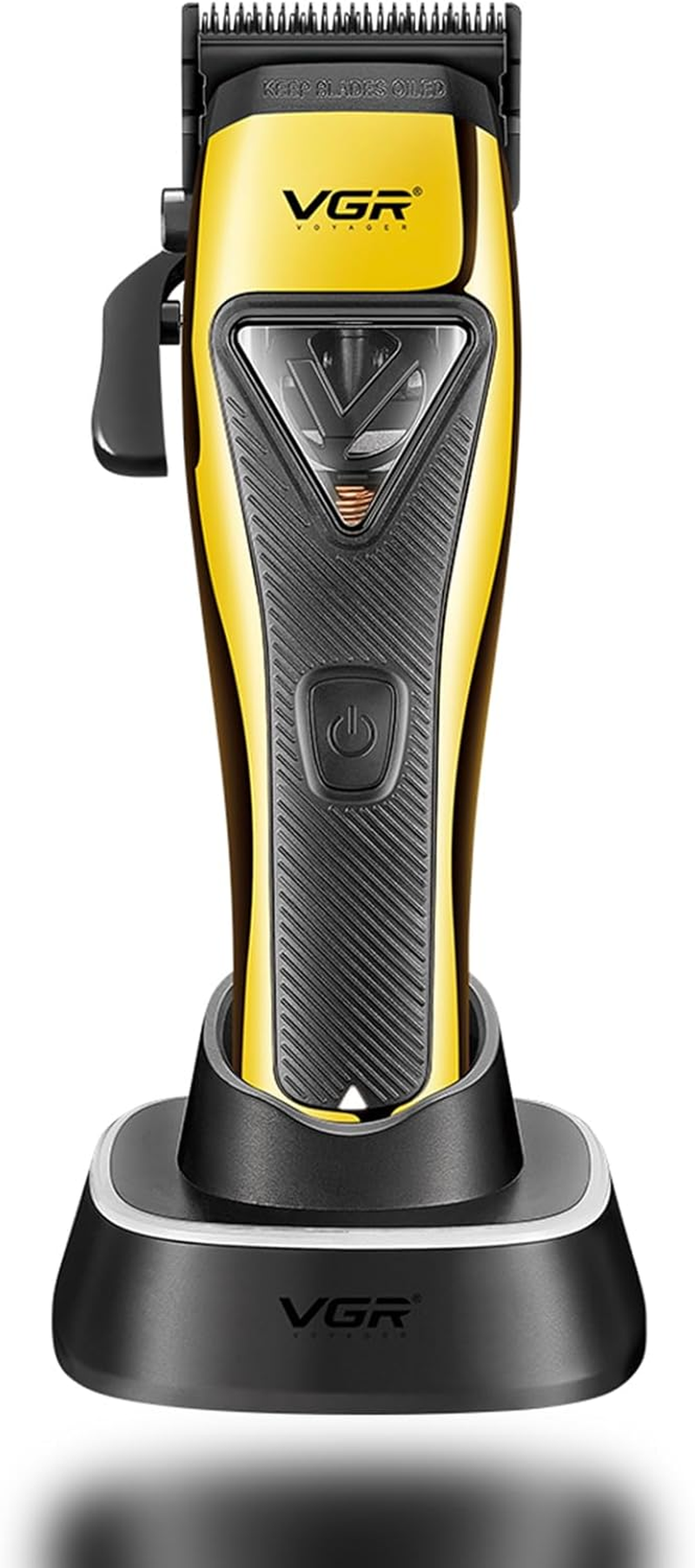 VGR 015 Professional Cordless Hair Clippers for Men, 9000 RPM Vector Motor Hair Trimmer Dlc-Blade Barber Clipper for Hair Cutting with Metal Body, 1 Modular Lid in Black, Travel Case image number 5