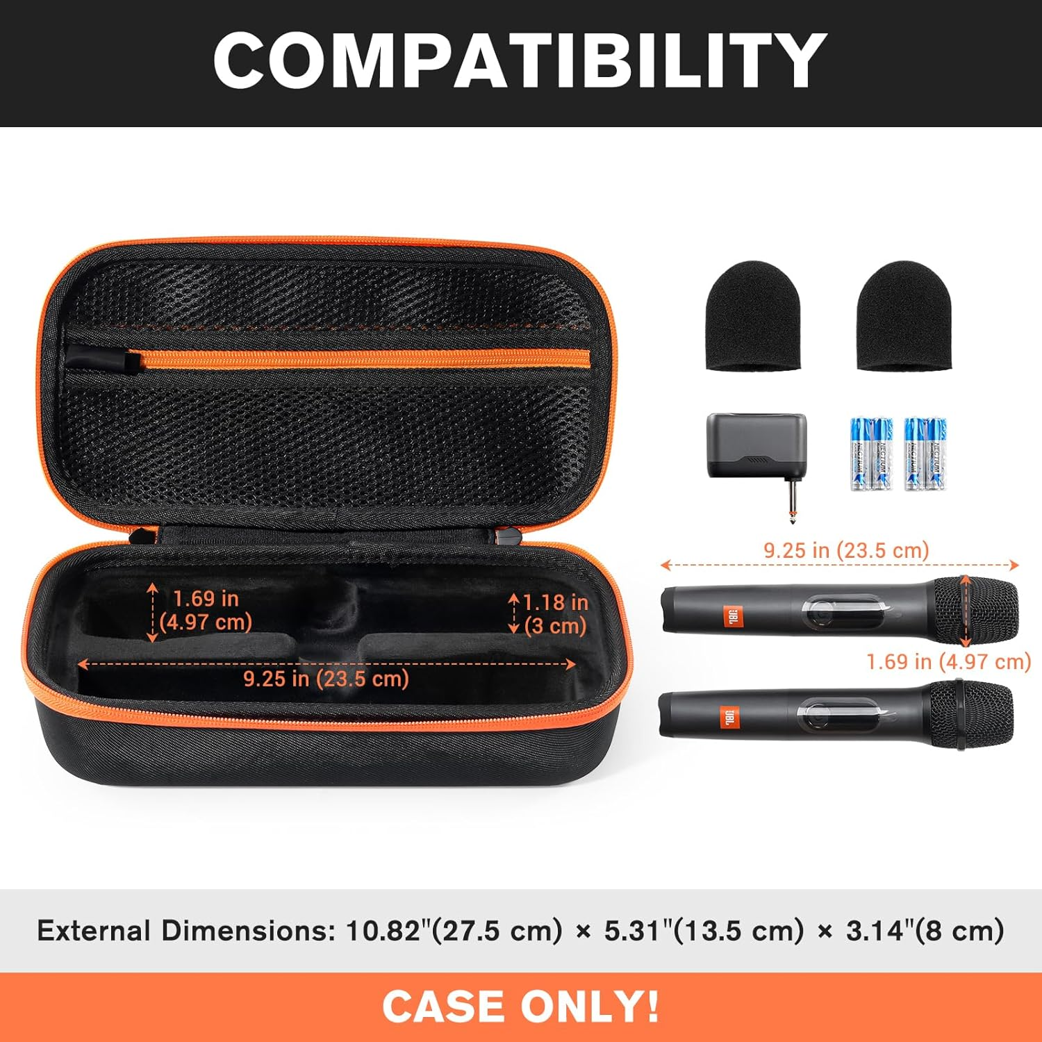 Procase Microphone Case for JBL Wireless Dual Microphone System, Hard EVA Mic Travel Bag, Carrying Storage Box -Black image number 4