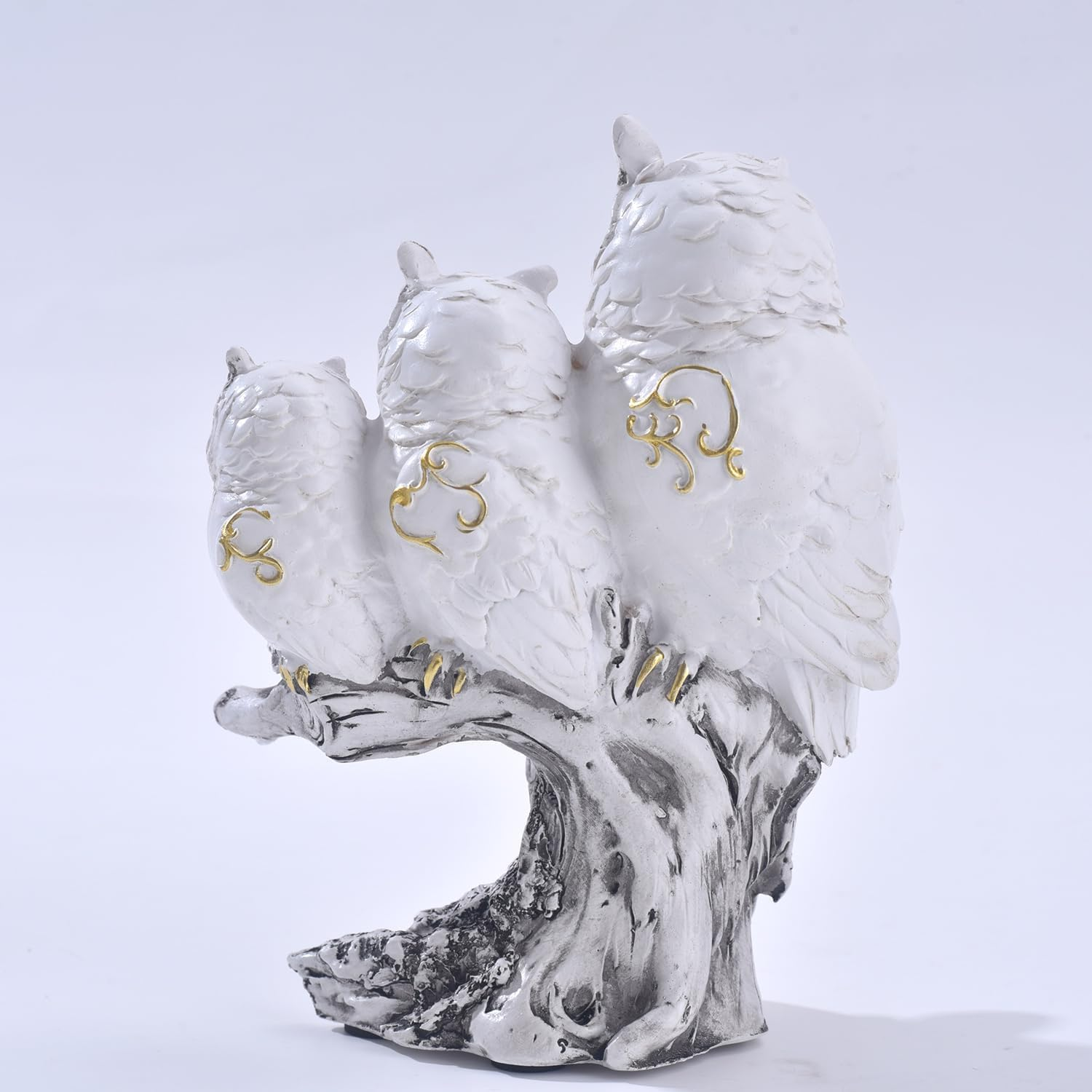 Owl Statue, Figurines Home Decor Accents Indoor Sculptures Small Decorative Objects Animal Sculptures for Bird Lovers Shelves Tv Cabinet Living Room (White) - Black image number 3
