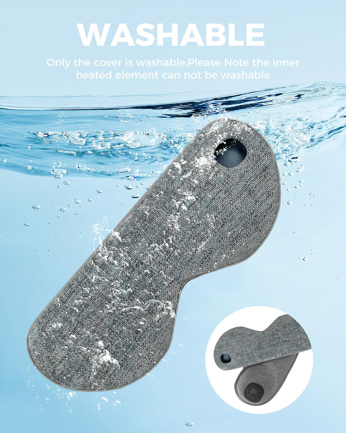 Aroma Season Heated Eye Mask, Moist Heat Eye Compress with Cordless Design, for Blepharitis and Dry Eyes Treatment, 3 Heat Levels, Light-Blocking, Washable Cover, Great Gifts(Grey) image number 5