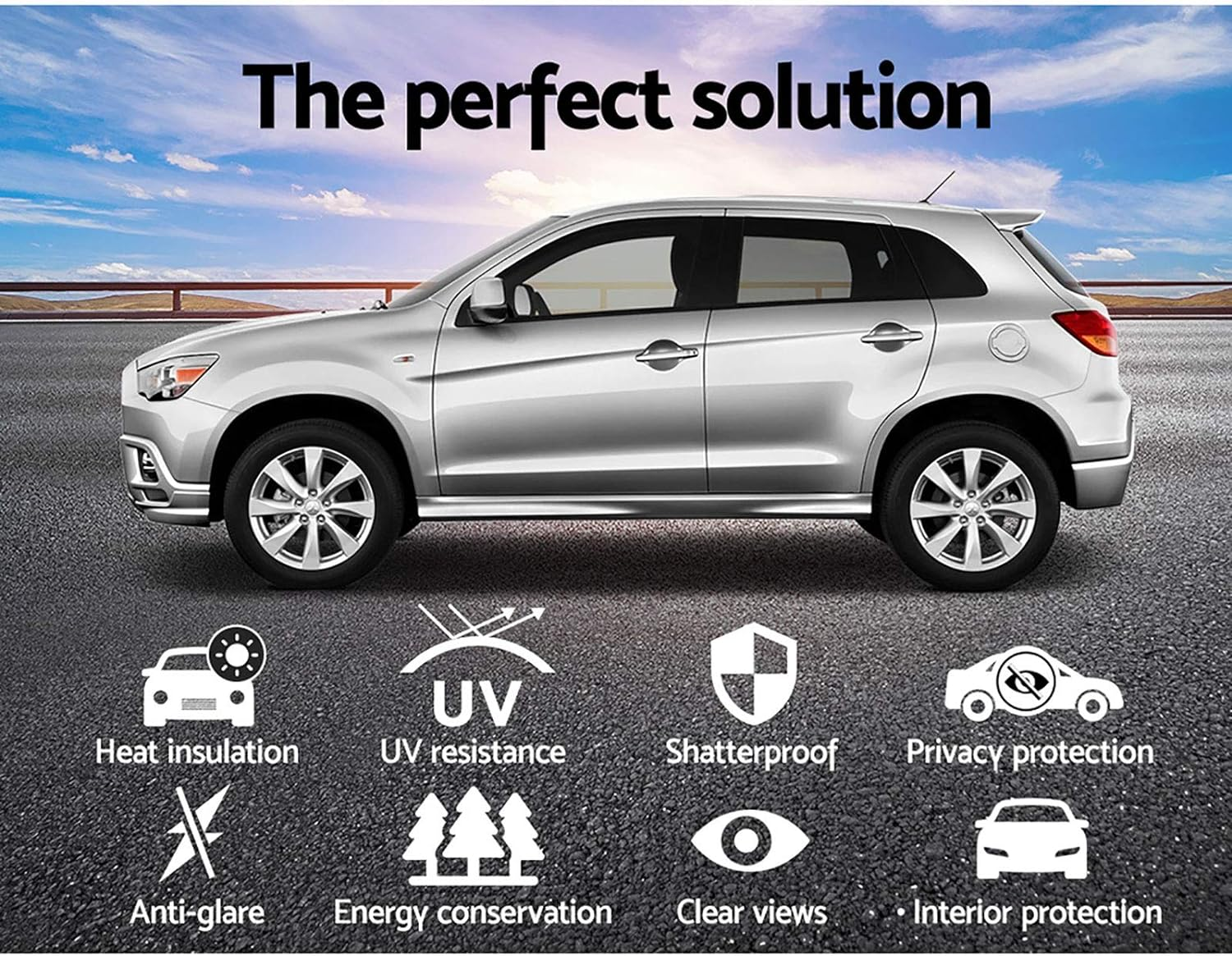 Giantz Window Film, 5% VLT 100Cm X 30M Blackout Windows Tint Privacy Films Roll Screen Insulation Sun Shade Cover Sticker Home Room Office Car Tinting Tools, with Plastic Protector image number 3