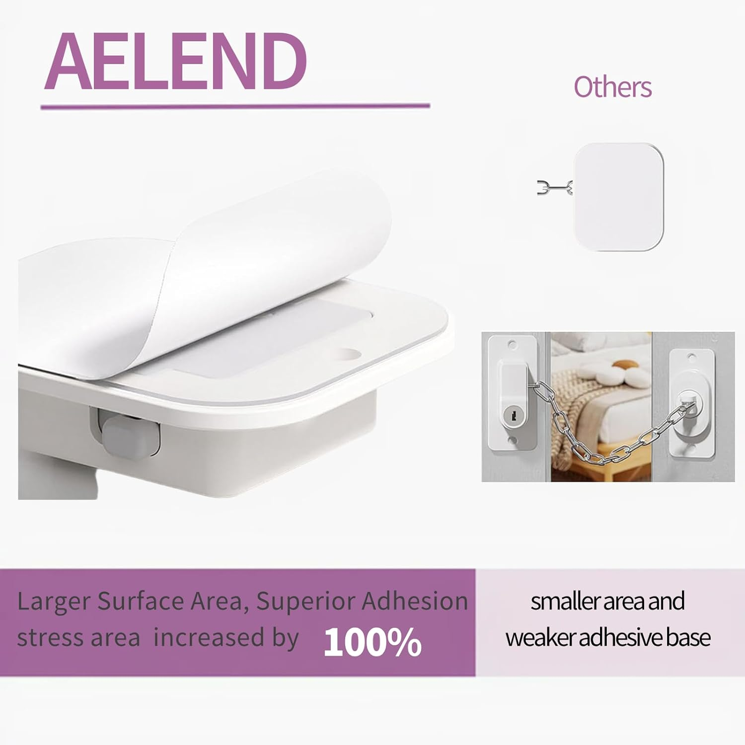 Child Proof Door Lock with Adjustable Strap, 3M Adhesive Safety Locks for Baby & Pets, No Tools Needed 2 Pack