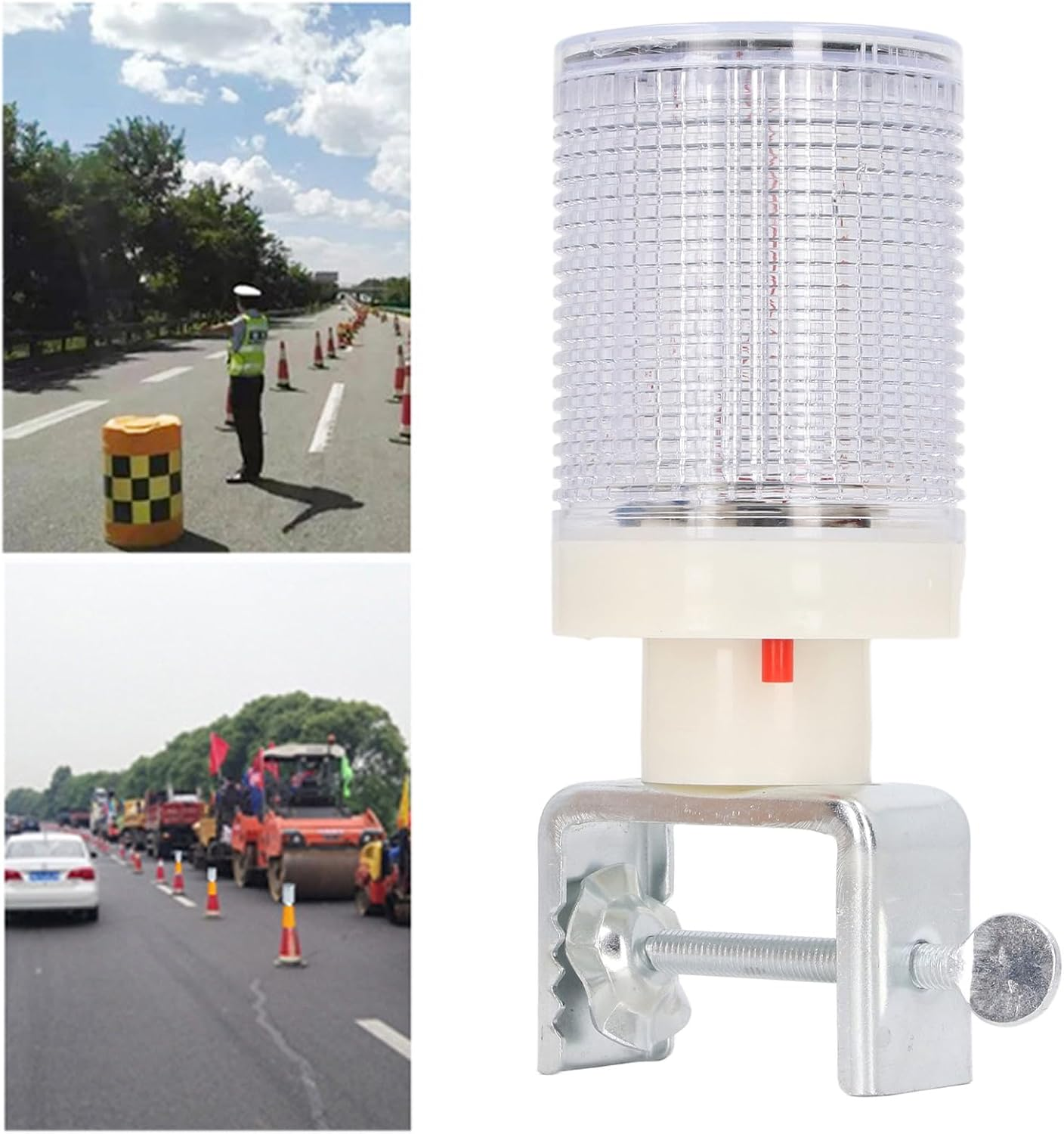 Solar Strobe Warning Light, LED Solar Warning Lamp with Red Blue Flashing Alarm, Solar Panel Strobe Light Beacon Lamps for Construction Safety Road Barricade Traffic image number 4