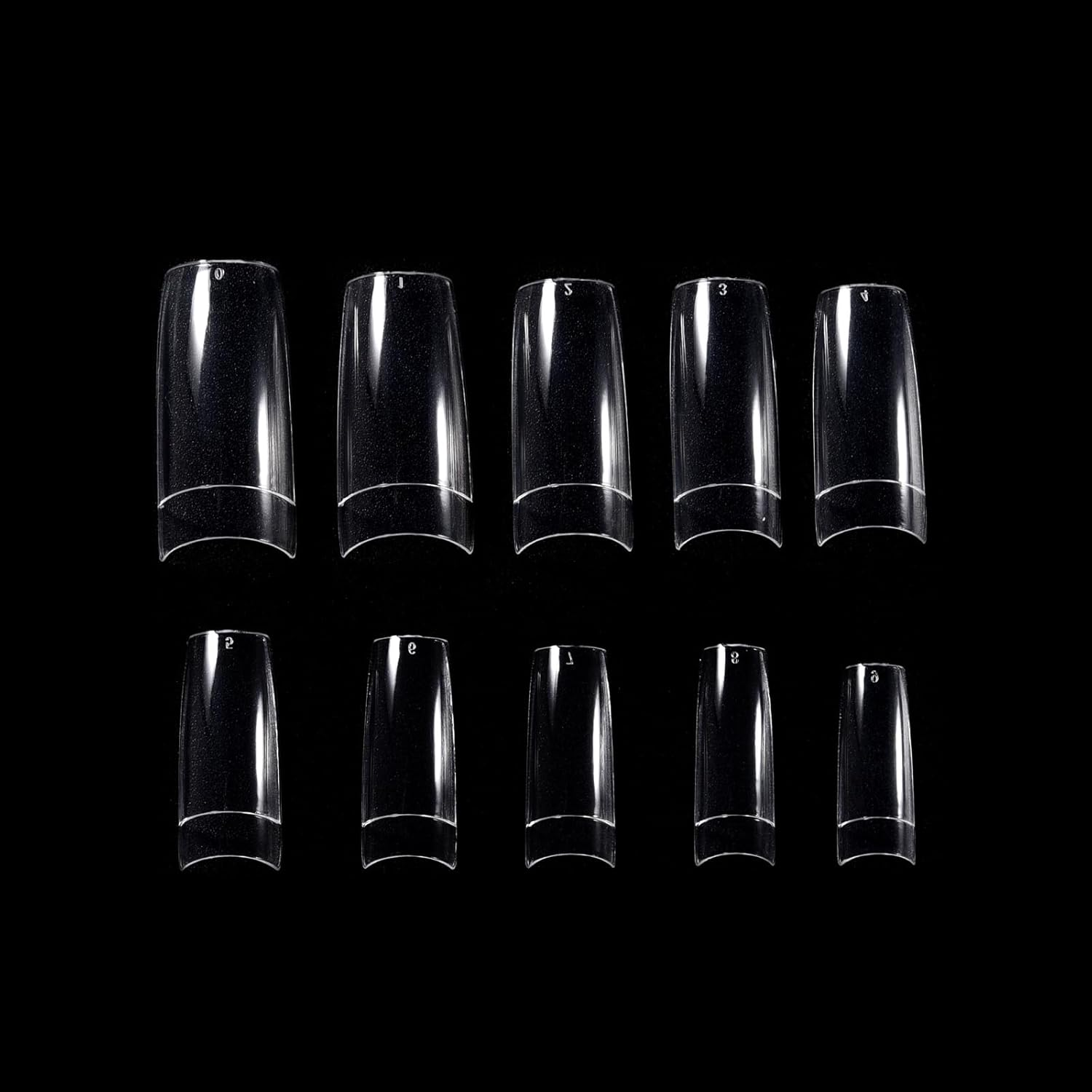 KADS 500Pcs Clear Half Cover Nail Tips Coffin Shaped Artificial Nail Tips 10 Sizes Pre Shaped False Gel Nail Acrylic Extension Nails for Nail Salons and Home DIY (Transparent) - Natural image number 5