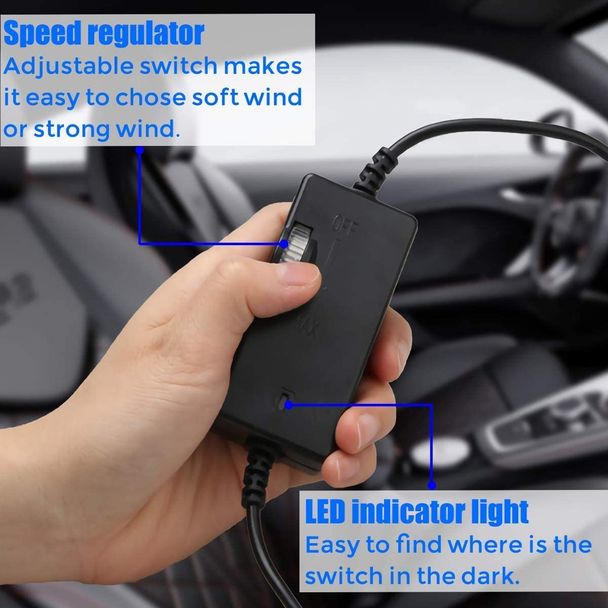 Electric Car Fans for Rear Seat Passenger Portable Car Seat Fan Headrest 360 Degree Rotatable Backseat Car Fan 12V Cooling Air Fan with Stepless Speed Regulation for SUV, RV, Vehicles image number 3