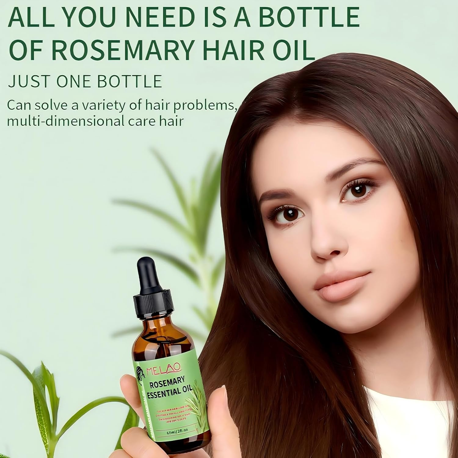 Rosemary Oil for Hair Growth, Rosemary Hair Care Essential Oil Is Smooth and Anti-Frizzy, Infused Biotin, Improves Perm and Dyeing, and Helps with Dry Hair, Scalp Hair Oil for All Hair Types 60Ml image number 4