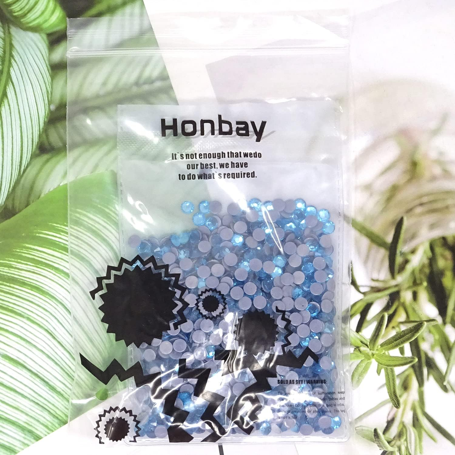 Honbay 1440 Pieces SS20 5Mm Hotfix Rhinestones Sparkly Flatback Rhinestones round Crystal Gems (Light Blue) - Gold image number 7