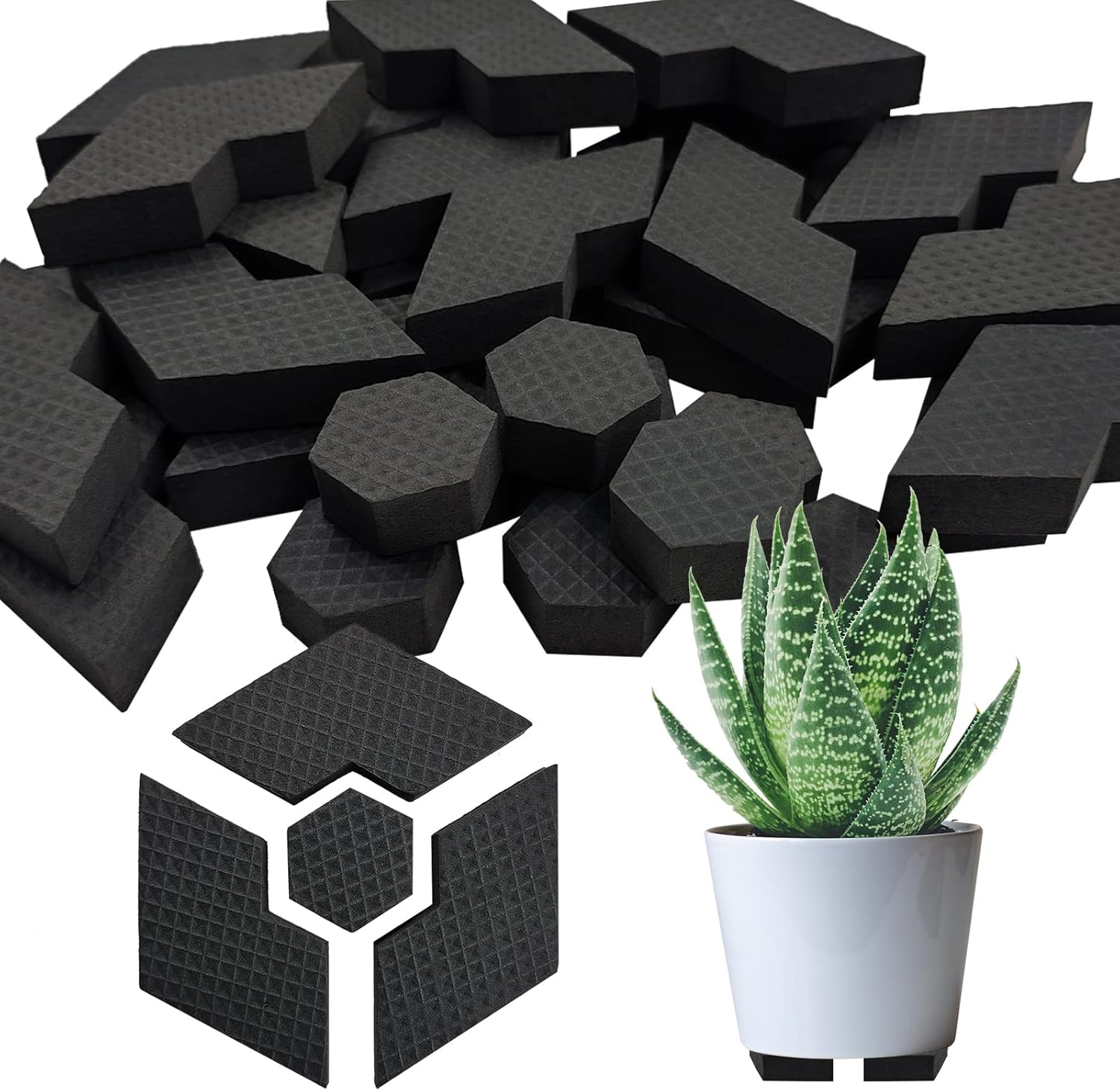 SNAILGARDEN 40Pcs Invisible Pot Feet, Composable Hexagon Flower Pot Feet Risers for Muti-Styles Pots, Nonslip Gardening Pot Feet Pads for Indoor Outdoor Planters Garden Plant Pots Flowers image number 3