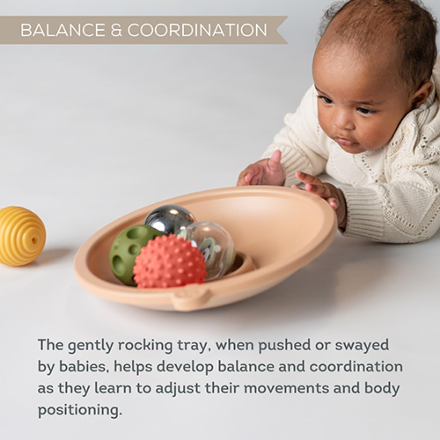 Taf Toys Tummy Time Play Tray with 5 Sensory Balls for Babies 3-6 Months - Interactive Baby Ball Toy - Enhances Motor Skills, Hand-Eye Coordination - Fun Toddler Ball Toys for Toddlers 1-3 image number 3