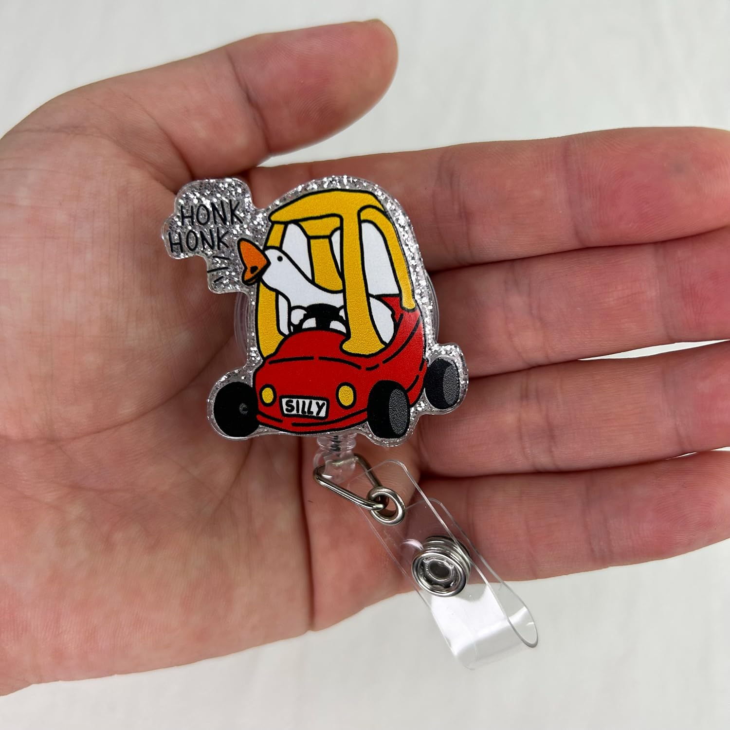 Funny Angry Goose Badge Reel Retractable for Nurse Nursing RN CNA LPN Medical Worker & Office Staff | Cute Nurse Gifts, Silly Goose Badge Holder with Alligator Clip & 24&rdquo; Durable Nylon Cord | Acrylic image number 1