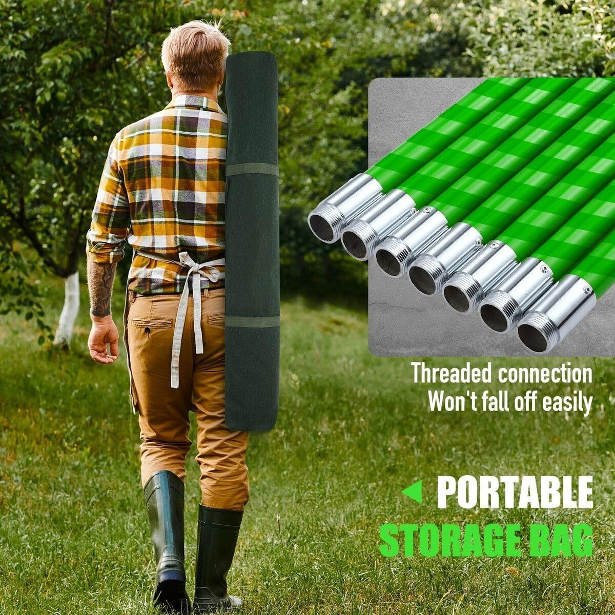 AUSWAY Manual Pole Saw Tree Pruner Extendable High Branch Pruning Trimming Trimmer Cutter 8 Fibreglass Rods Sharp Steel Blades Scissors Shearing Garden Tool image number 2