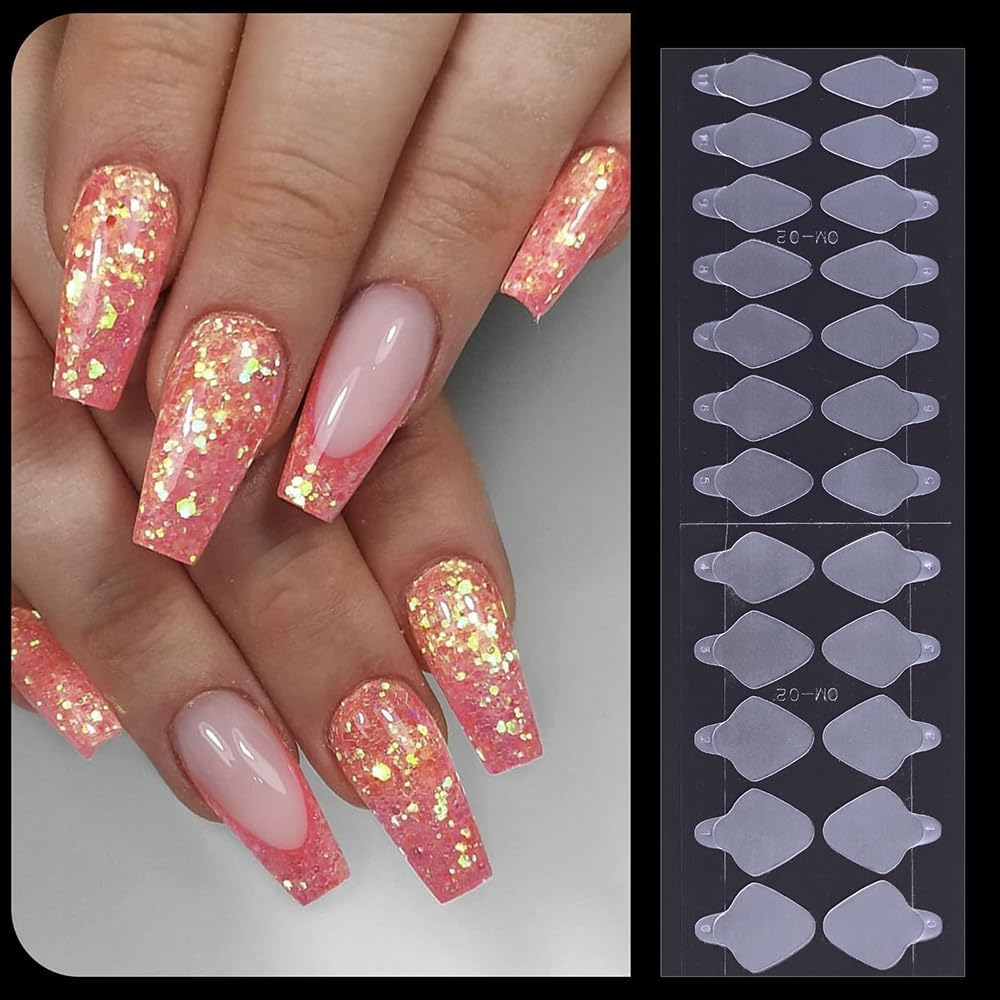 Pack of 96 French Nails Stamp for Gel Nails, French Forms Stickers for Poly Nail French Nails Stencil Nail Extension Manicure French Nail Stickers Nail Tips Nail Design image number 3