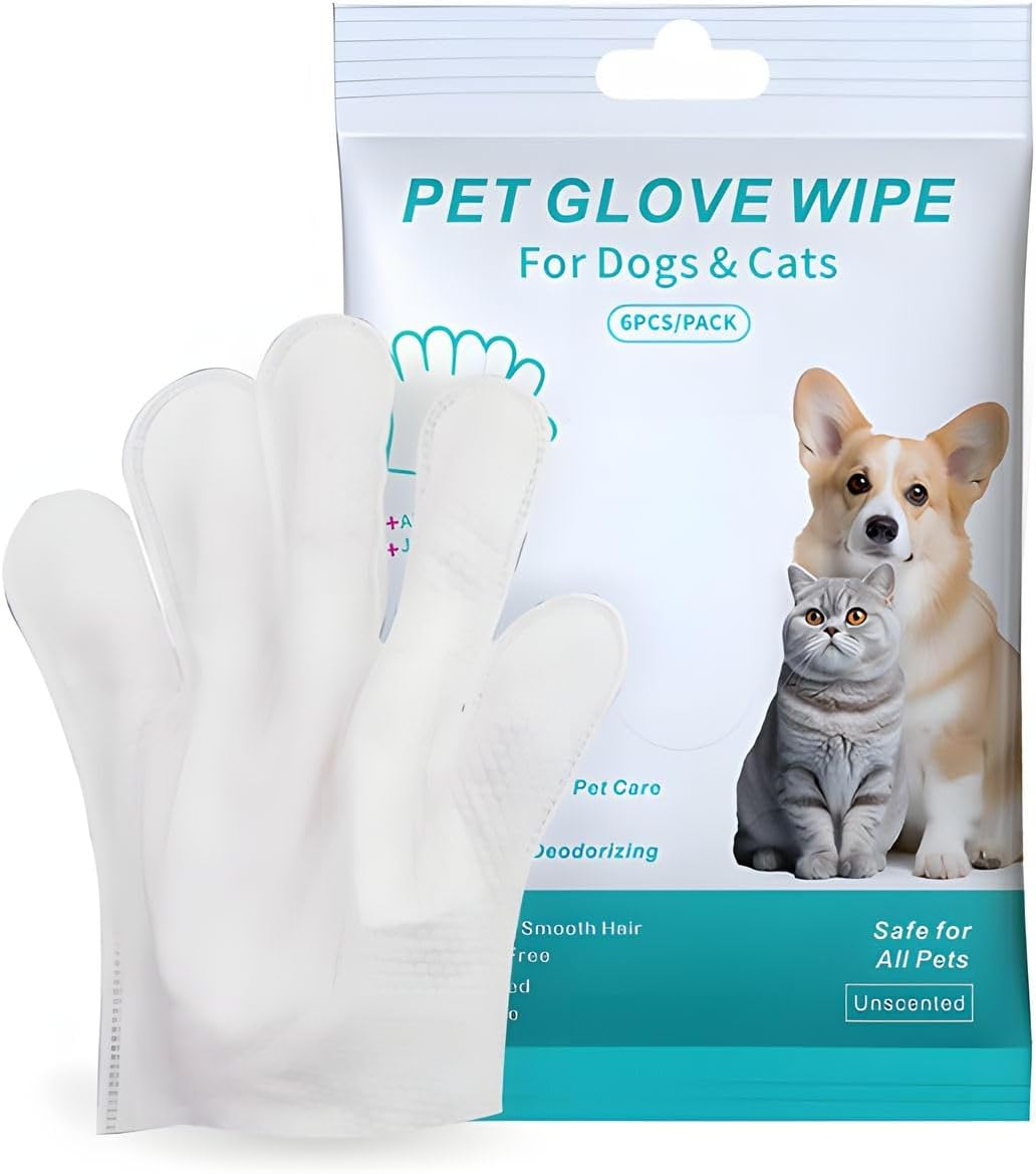 12Pcs Pet Wipes Gloves with Easy & Effective Cleaning, Pet Disposable Wipes with Deep Cleansing &Nourishing Hair, Safe for Pets image number 2