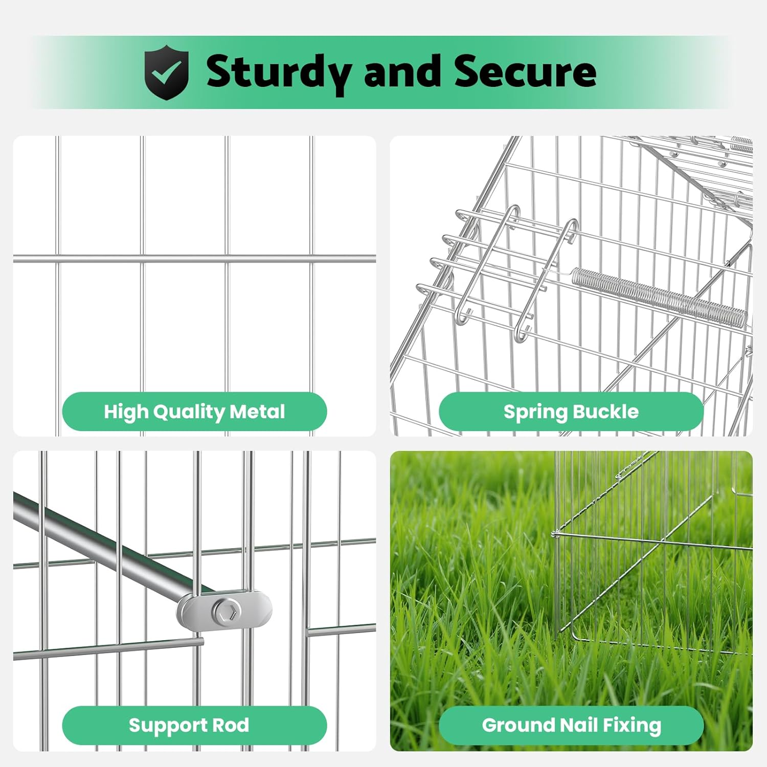 Advwin Metal Chicken Coop, 181X74X75Cm Chicken Run Pen for Yard with Cover, Outdoor Portable Chicken Cage Enclosure Crate, Backyard Farm outside for Small Animals Duck Rabbit Hen image number 2