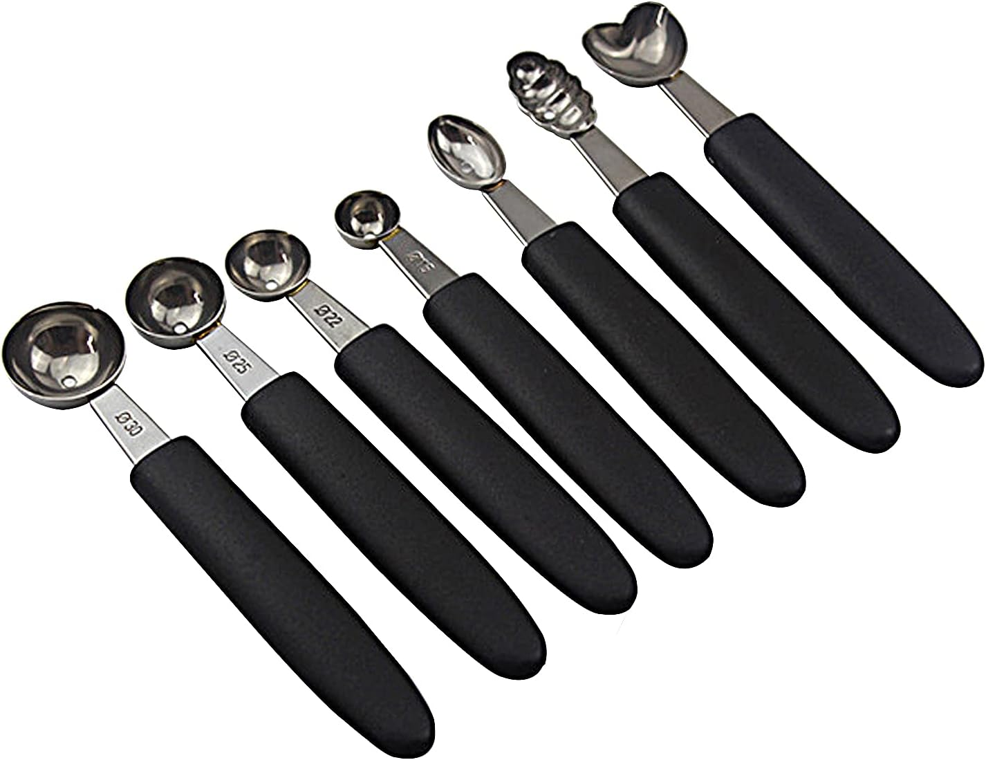 YLSZHYR 7Pcs Melon Baller Scoop Set, Stainless Steel Baller Scoop,Stainless Steel Melon Ballers Melon Scoop for Cutting and Scooping Fruit Melons Cake Scoop Cake Press Mold Spoon image number 6