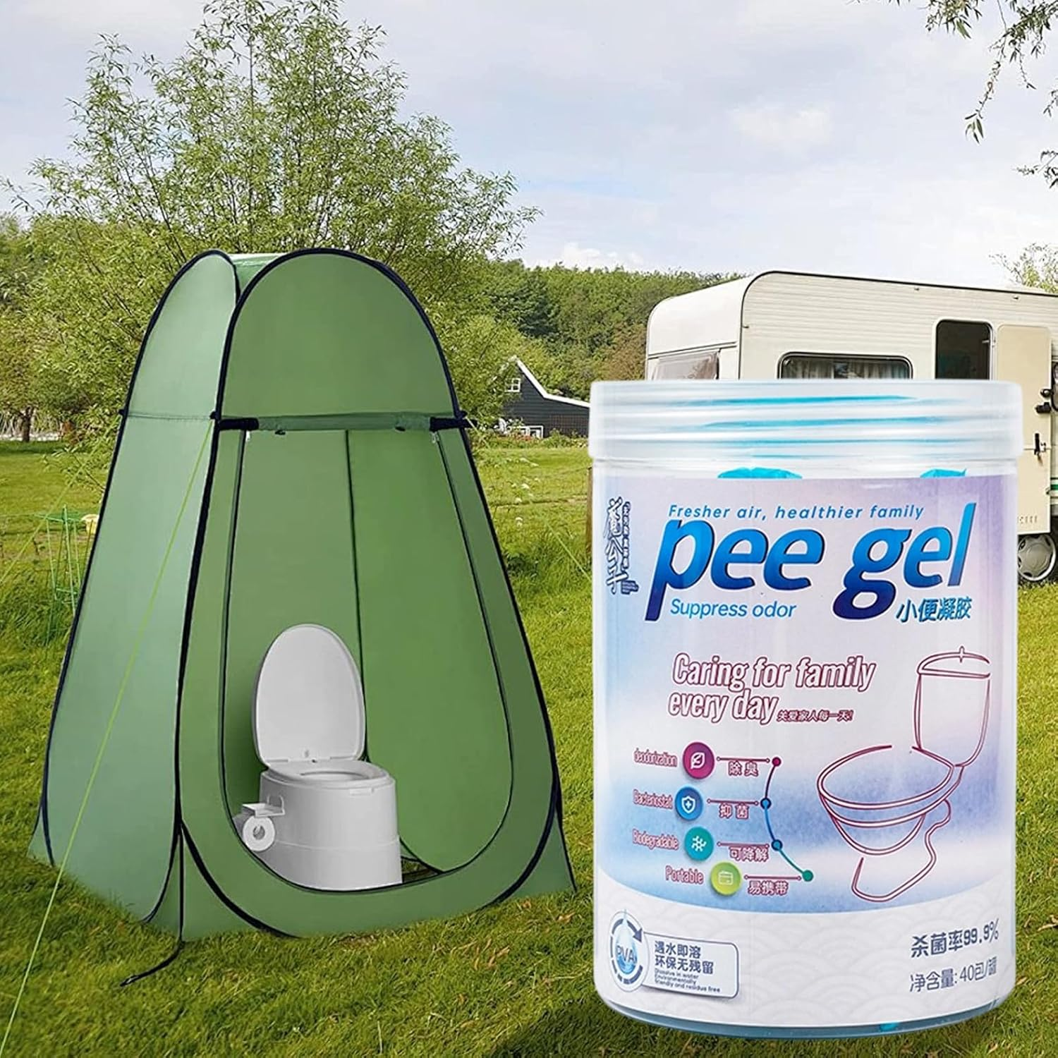 Urine Solidifier | Pee Powder for Camping Toilet - Absorbent Solidifier for Boat Voyages Outdoor Road Hiking Airplane Flights Car Travel image number 1