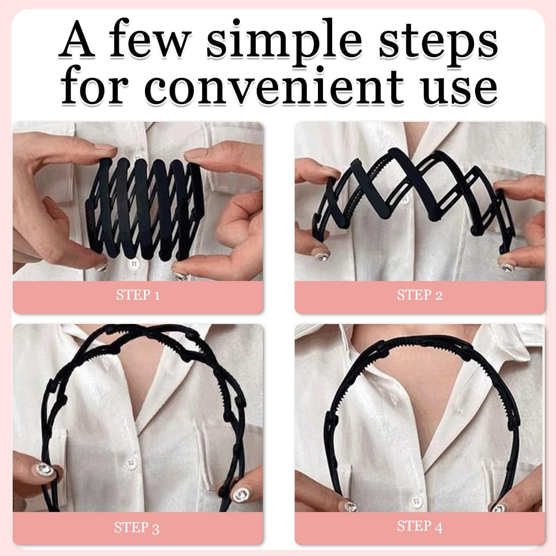 Set of 5 Women'S Headbands, Telescopic Foldable Headband, Plastic Headband, Headbands, Hair Band for Girls and Women image number 4