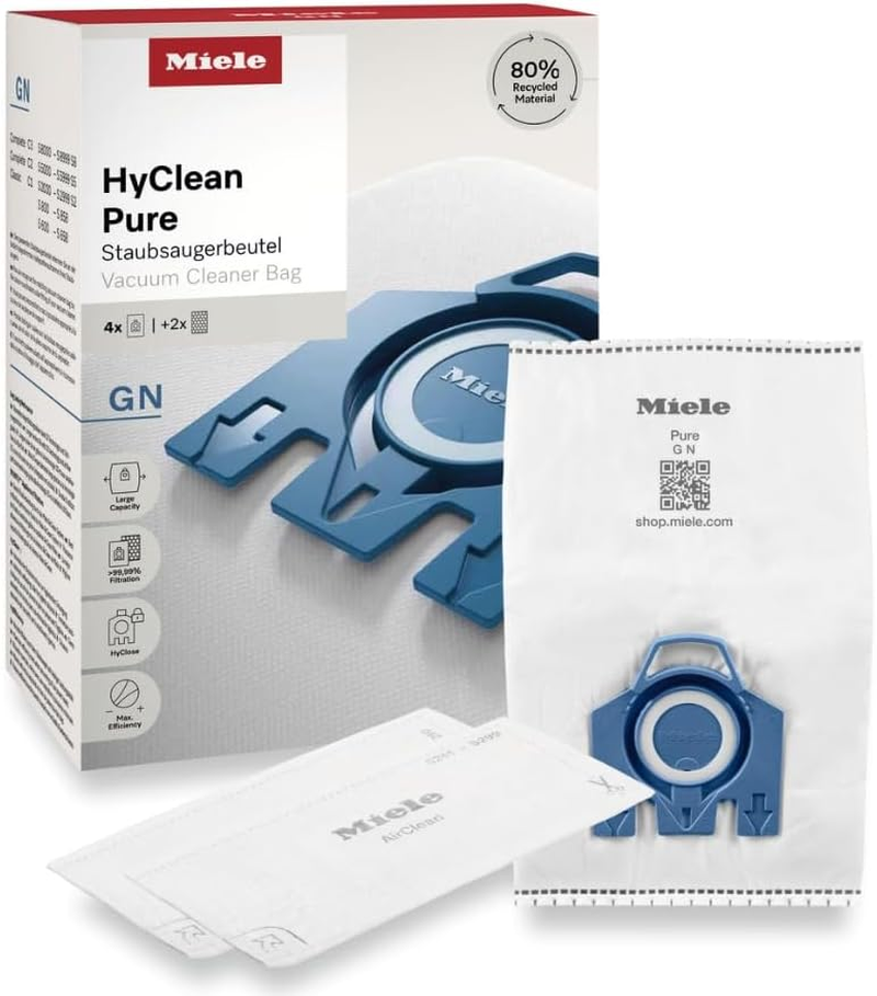 Miele GN Hyclean Pure Vacuum Cleaner Dustbags, Vacuum Bags for Complete C2/C3 and Classic C1 Vacuums, Pack of 4 image number 1
