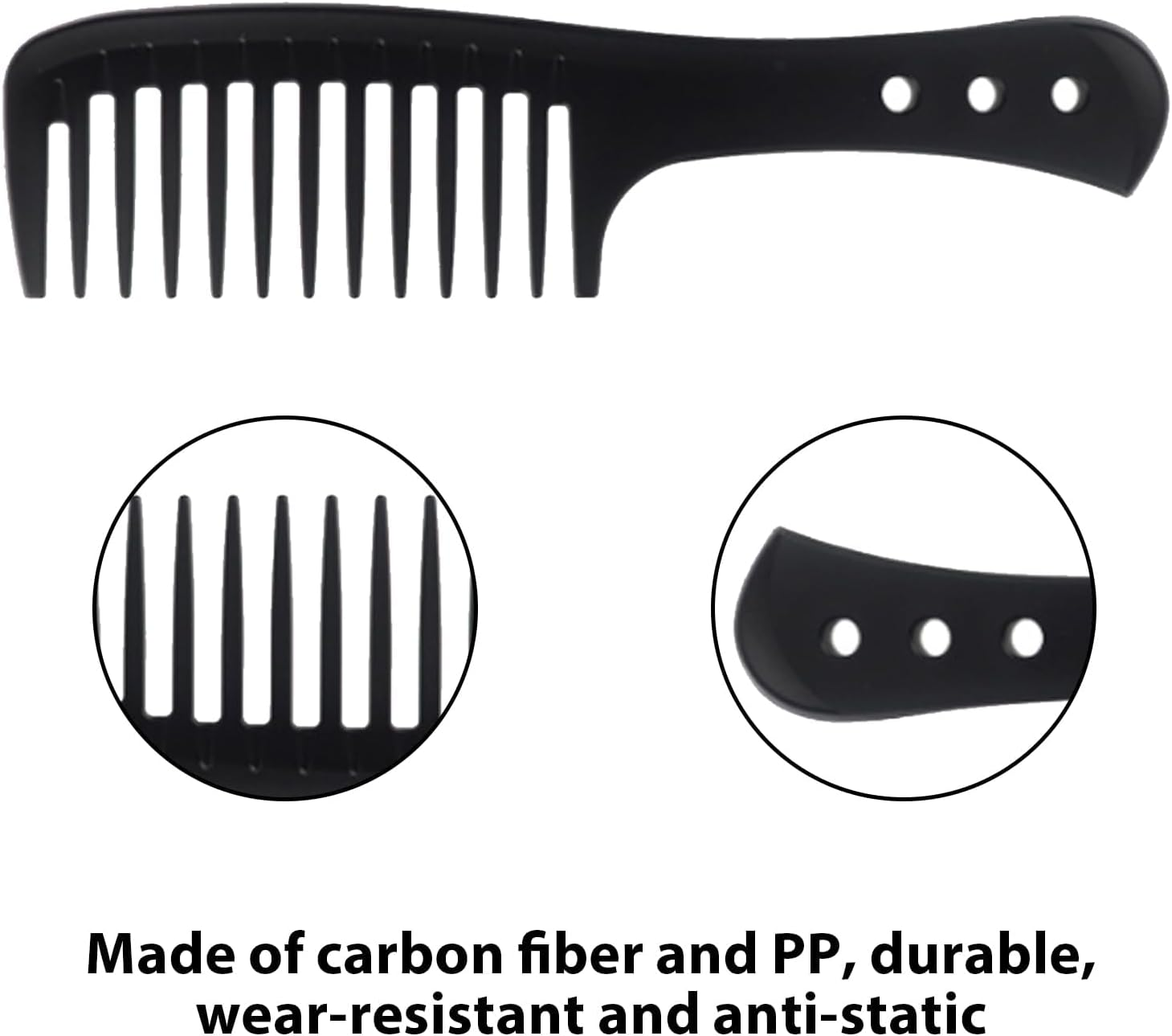 GVSS 4 Piece Hair Comb Set Wide Teeth Comb Curly Hair Comb Ideal for All Hair Types Anti-Static Hair Combs for Men and Women Black image number 1
