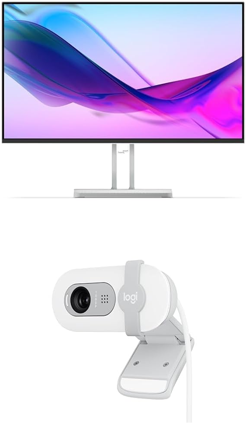 Lenovo L24I-4A 23.8-Inch FHD Monitor & Logitech Brio 100 Full HD Webcam Bundle