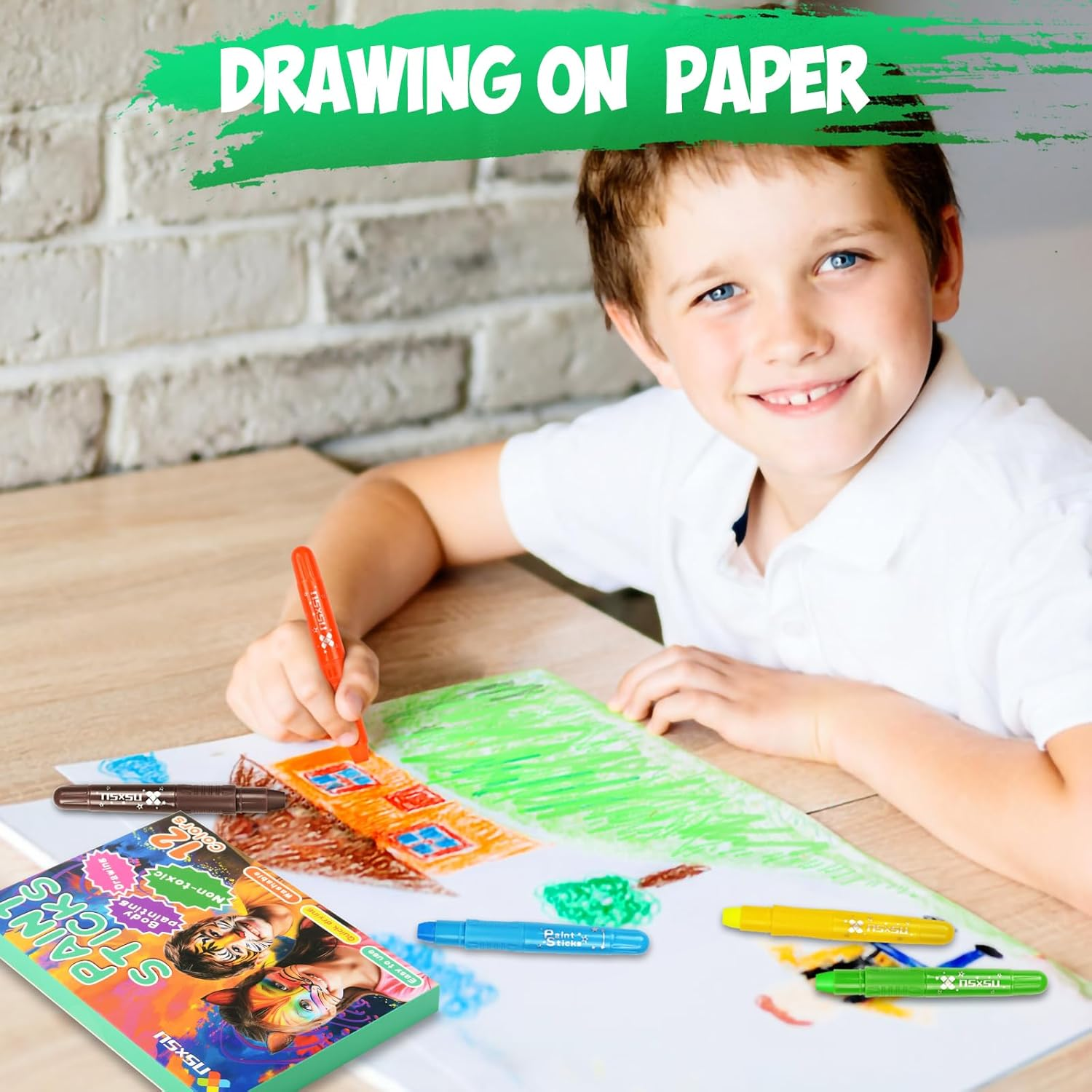 Nsxsu 12 Colors Face Paint for Kids, Washable Tempera Paint Sticks for Toddlers and Students, Quick Drying Body Paint for Birthday Makeup Party Supplies, Mess Free Kids Girls Boys Face Painting Kits image number 5