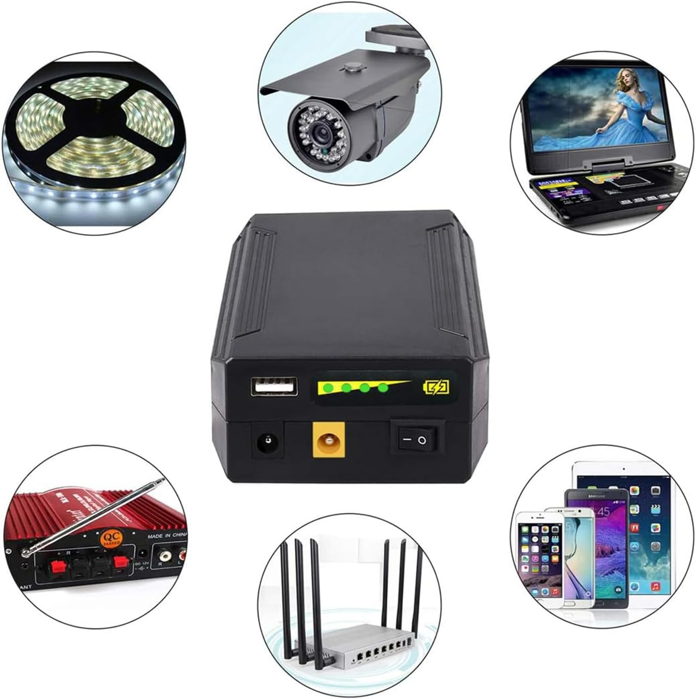 Talentcell Rechargeable 72W 100WH 12V/8300Mah 9V/11000Mah 5V/20000Mah DC Output Lithium Ion Battery Pack for LED Strip and CCTV Camera, Portable Li-Ion Power Bank, Black image number 2