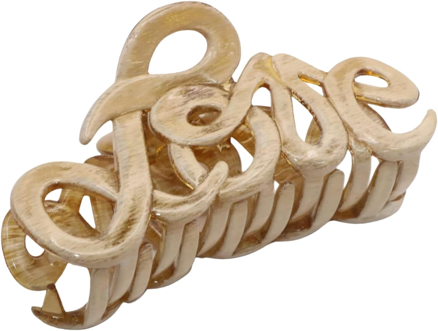 Parcelona French Love Medium 3" Celluloid Acetate Claw Clips Covered Spring Durable Fashion Hair Styling Clips Women Hair Accessories Girls Hair Clips, Made in France (Dusty Beige Brown)